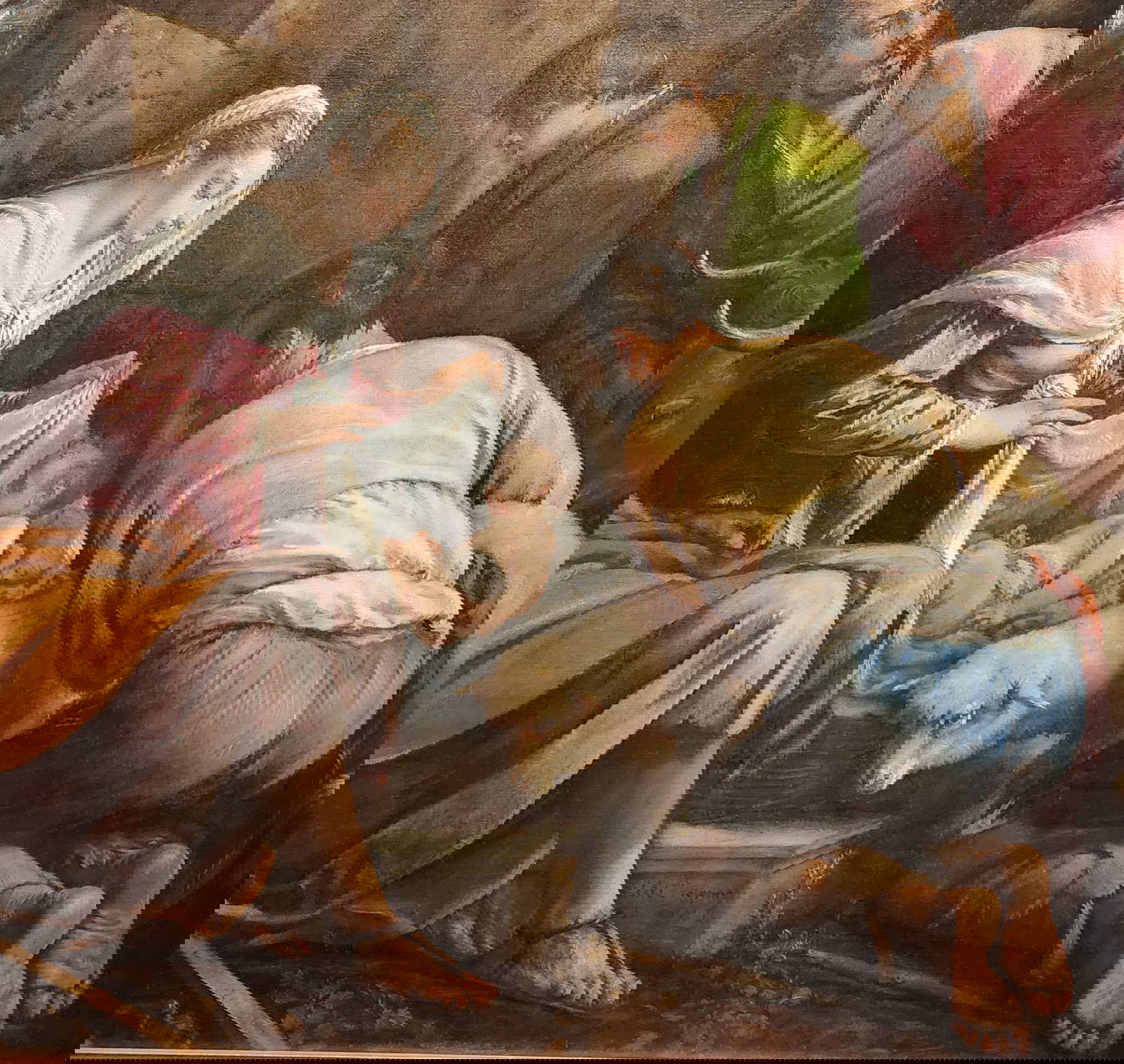 Jacopo Bassano, Adoration des bergers avec sainte Couronne, saint Victor et un dévot, détail