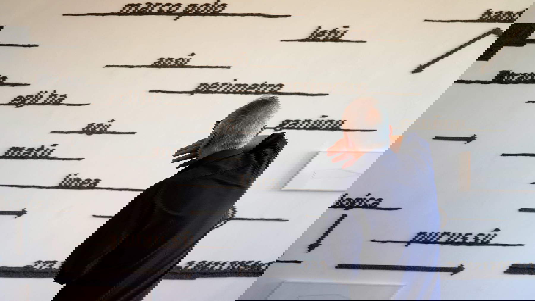 Marco Brandizzi, Escuché música revolucionaria, detalle de la exposición en el Palazzo Lucarini, 2022