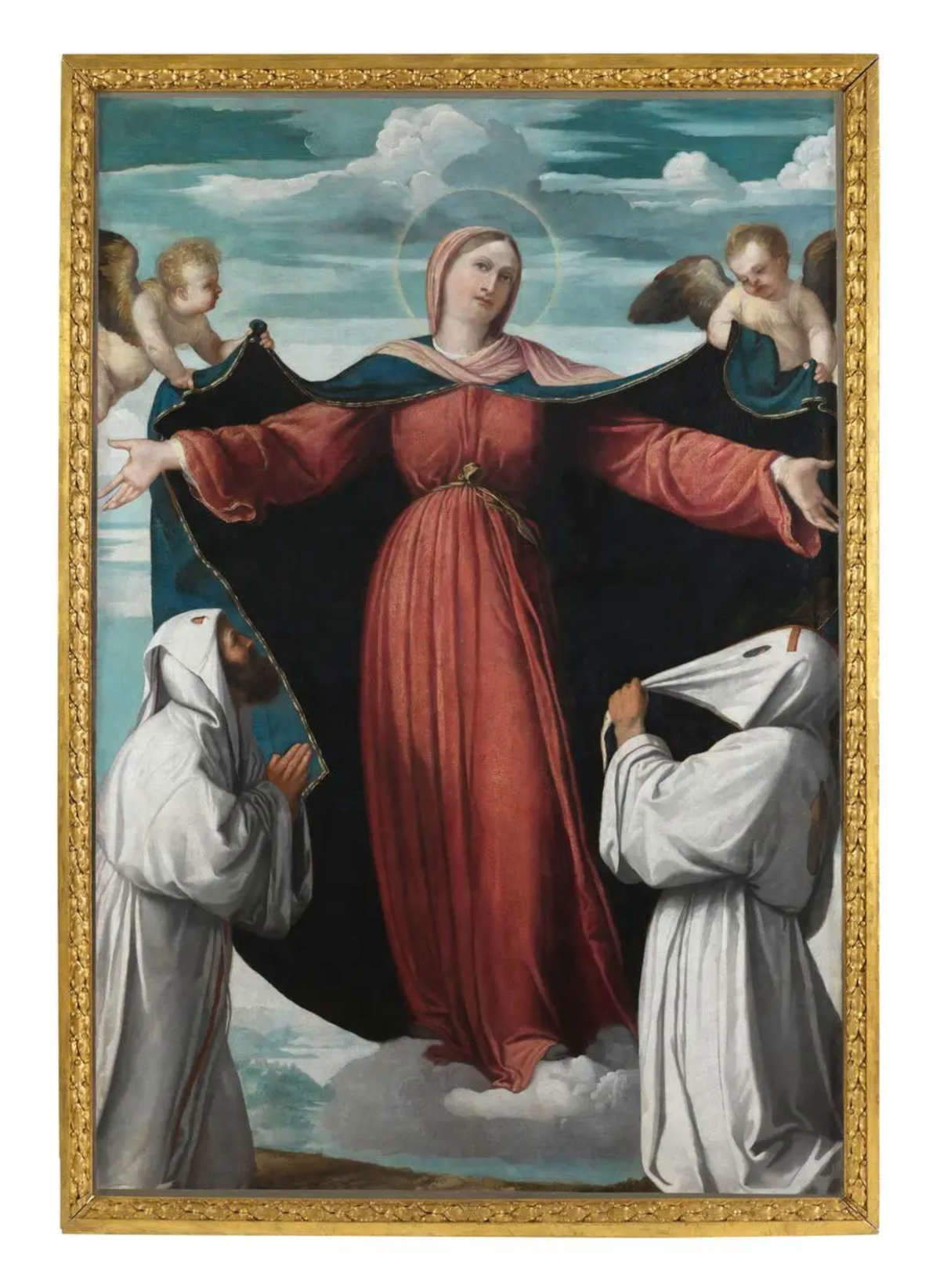 Alessandro Bonvicino dit Moretto, Stendardo dei Disciplini, Madonna della Misericordia (1520-1522 ; huile sur toile, 142 x 200 cm ; Possagno, Tempio Canoviano). Photo : Studio Rapuzzi Alessandro Bonvicino dit Moretto, Stendardo dei Disciplini, Madonna della Misericordia (1520-1522 ; huile sur toile, 142 x 200 cm ; Possagno, Tempio Canoviano). Photo : Studio Rapuzzi
