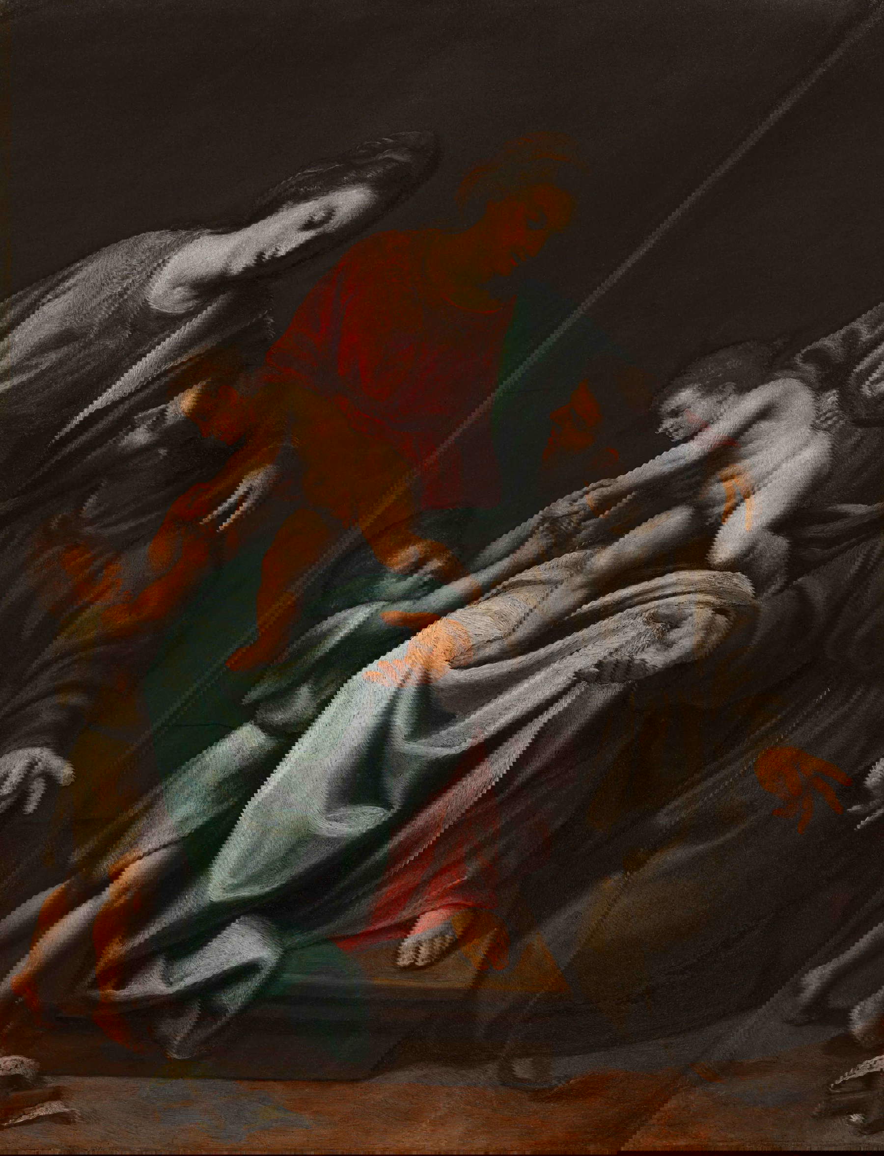 Alessandro Turchi dit Orbetto, Madone à l'enfant, saint Jean et saint François d'Assise (vers 1610-1625 ; huile sur ardoise, 29 x 22 cm ; Bergame, Accademia Carrara) Alessandro Turchi dit Orbetto, Madone à l'enfant, saint Jean et saint François d'Assise (vers 1610-1625 ; huile sur ardoise, 29 x 22 cm ; Bergame, Accademia Carrara)