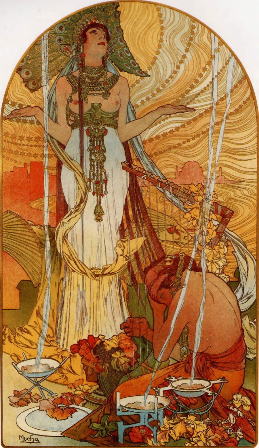 Alfons Mucha, Salammb&ocirc; (1896; color lithograph, 39 x 21.5 cm; Private collection)
