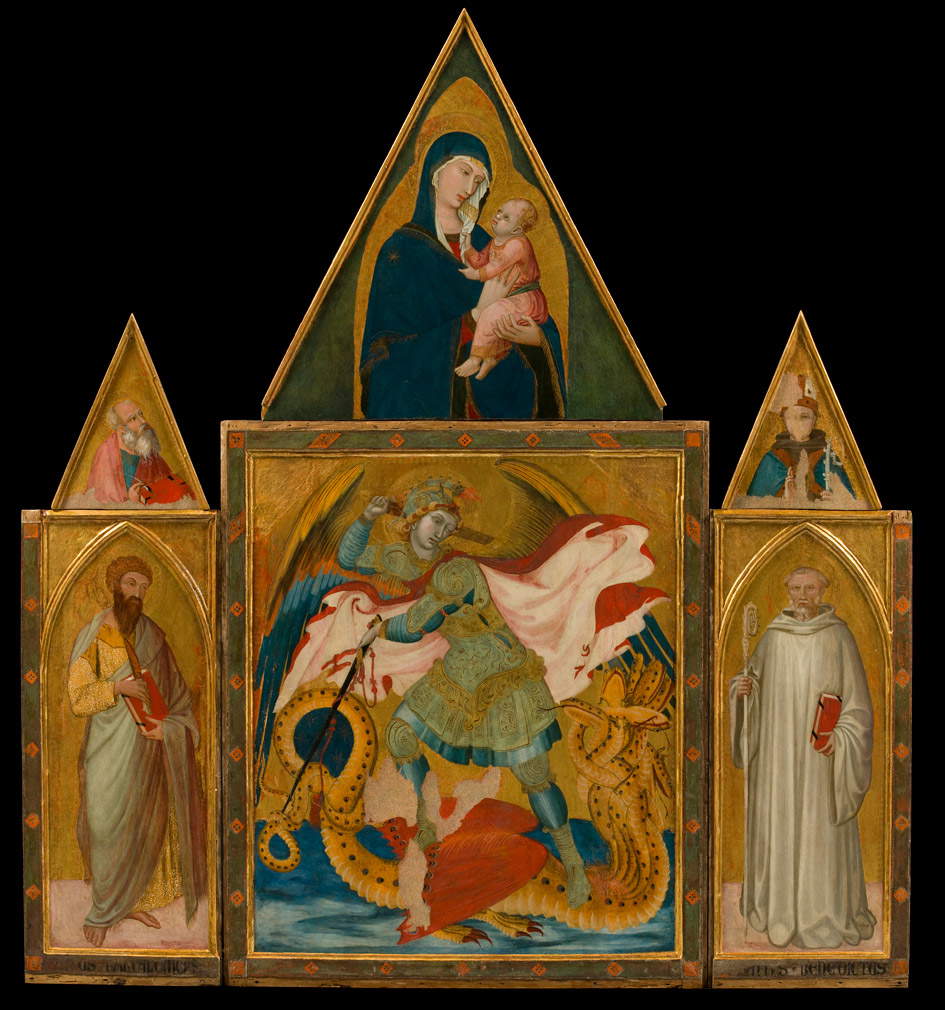 Ambrogio Lorenzetti, Triptych of Badia a Rofeno (c. 1332-1337; tempera and gold on panel, 258 x 230 cm; Asciano, Museo Civico di Palazzo Corboli)