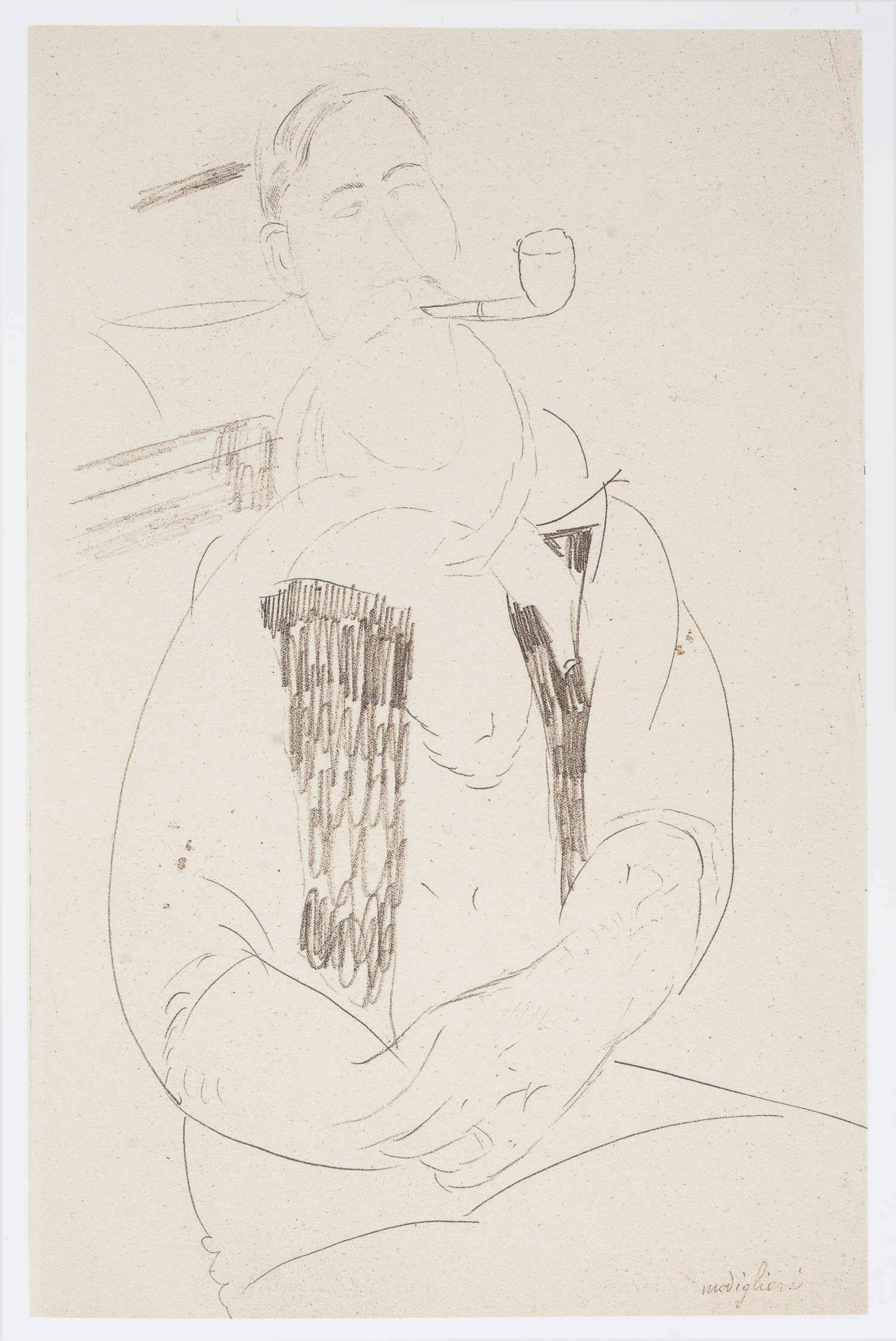Amedeo Modigliani, Sitzender Mann mit Blick nach rechts Amedeo Modigliani, Sitzender Mann mit Blick nach rechts