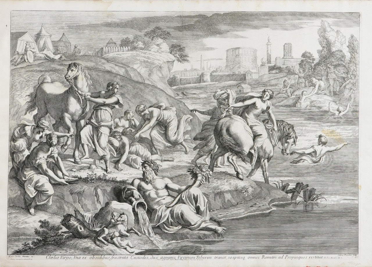 Andrea Procaccini, Clélia traverse le Tibre, sur un dessin de Carlo Maratti (Ascoli Piceno, Pinacoteca Civica)
