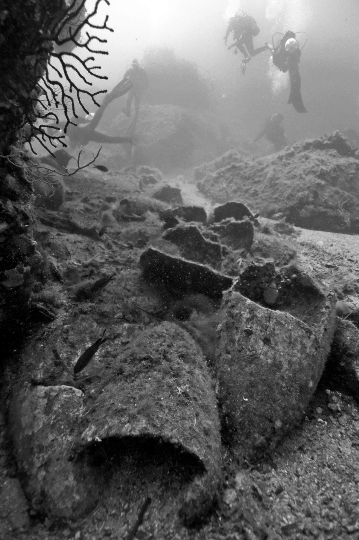 Le anfore del relitto A di Capo Graziano. Foto: Soprintendenza del Mare