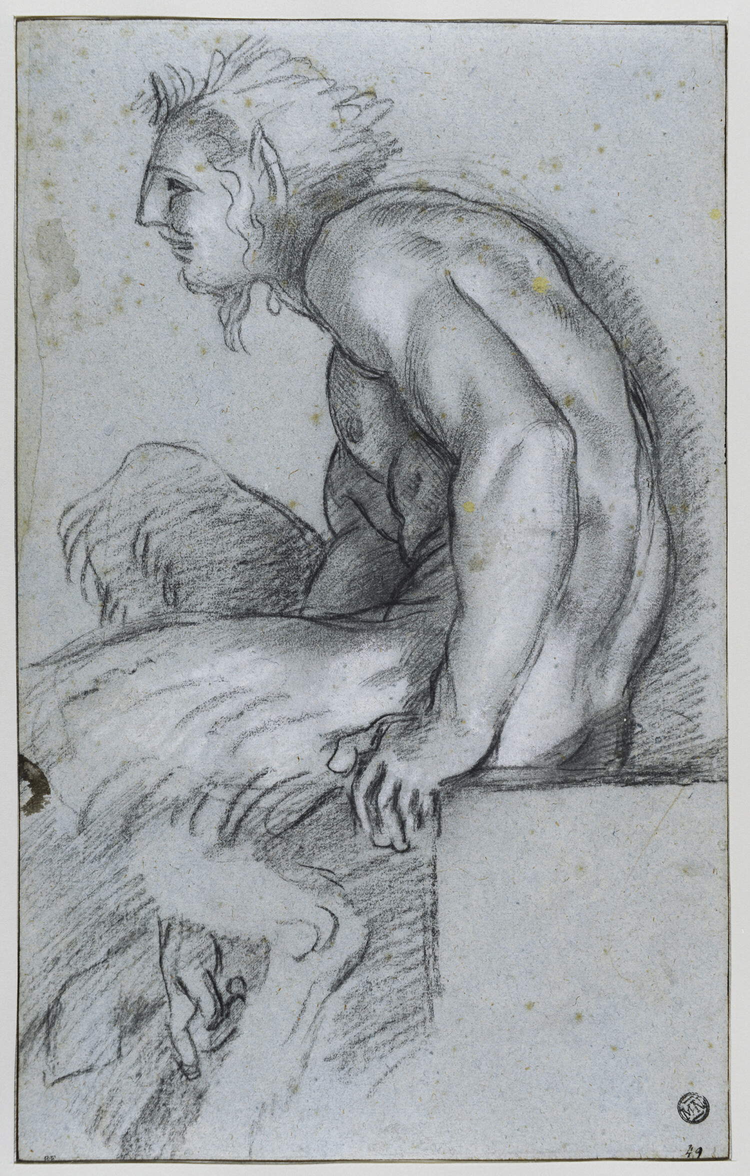 Annibale Carracci, Study for the Seated Satyr &copy; Mus&eacute;e du Louvre, GrandPalaisRmn. Photo by Suzanne Nagy