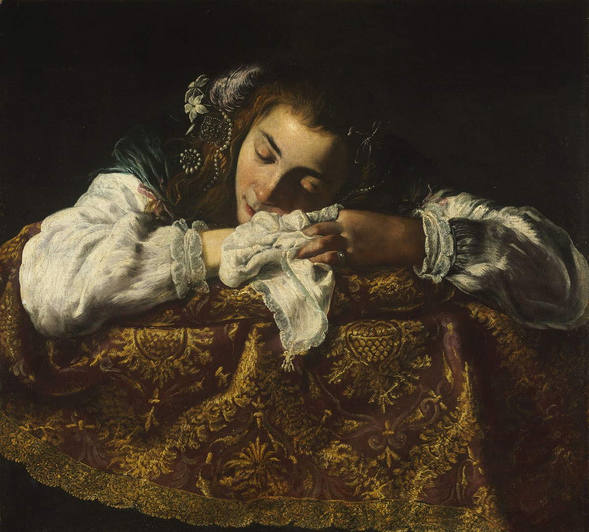 Anonymous, Sleeping Girl (ca. 1615-1620; oil on canvas, 67.5 x 74 cm; Budapest, Sz&eacute;pműv&eacute;szeti M&uacute;zeum) &copy; Sz&eacute;pműv&eacute;szeti M&uacute;zeum