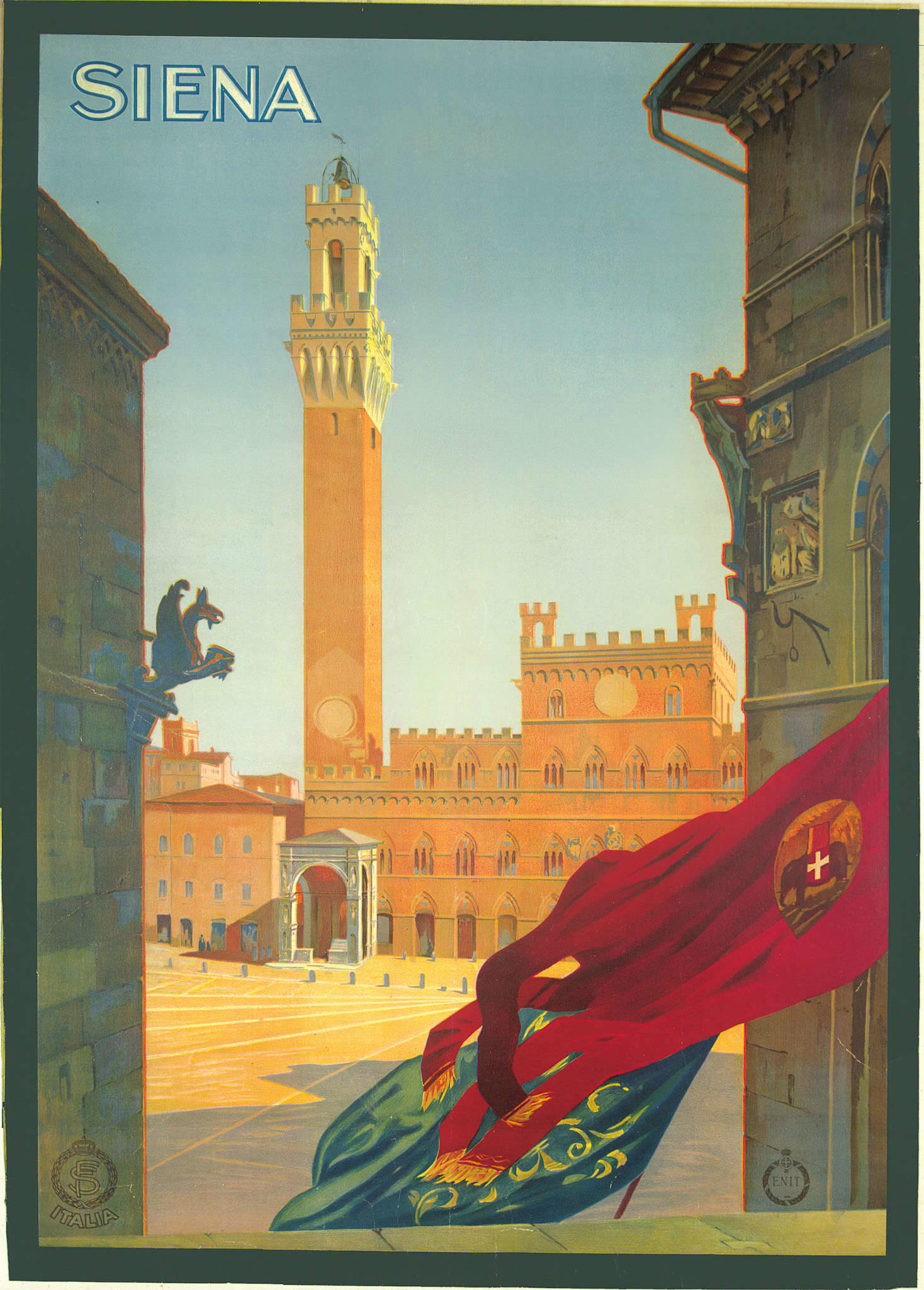 Anónimo, Siena (hacia 1925; ENIT, litografía en color sobre papel, 98x70 cm; Milán, Castello Sforzesco, Civica Raccolta delle Stampe  Anónimo, Siena (hacia 1925; ENIT, litografía en color sobre papel, 98x70 cm; Milán, Castello Sforzesco, Civica Raccolta delle Stampe