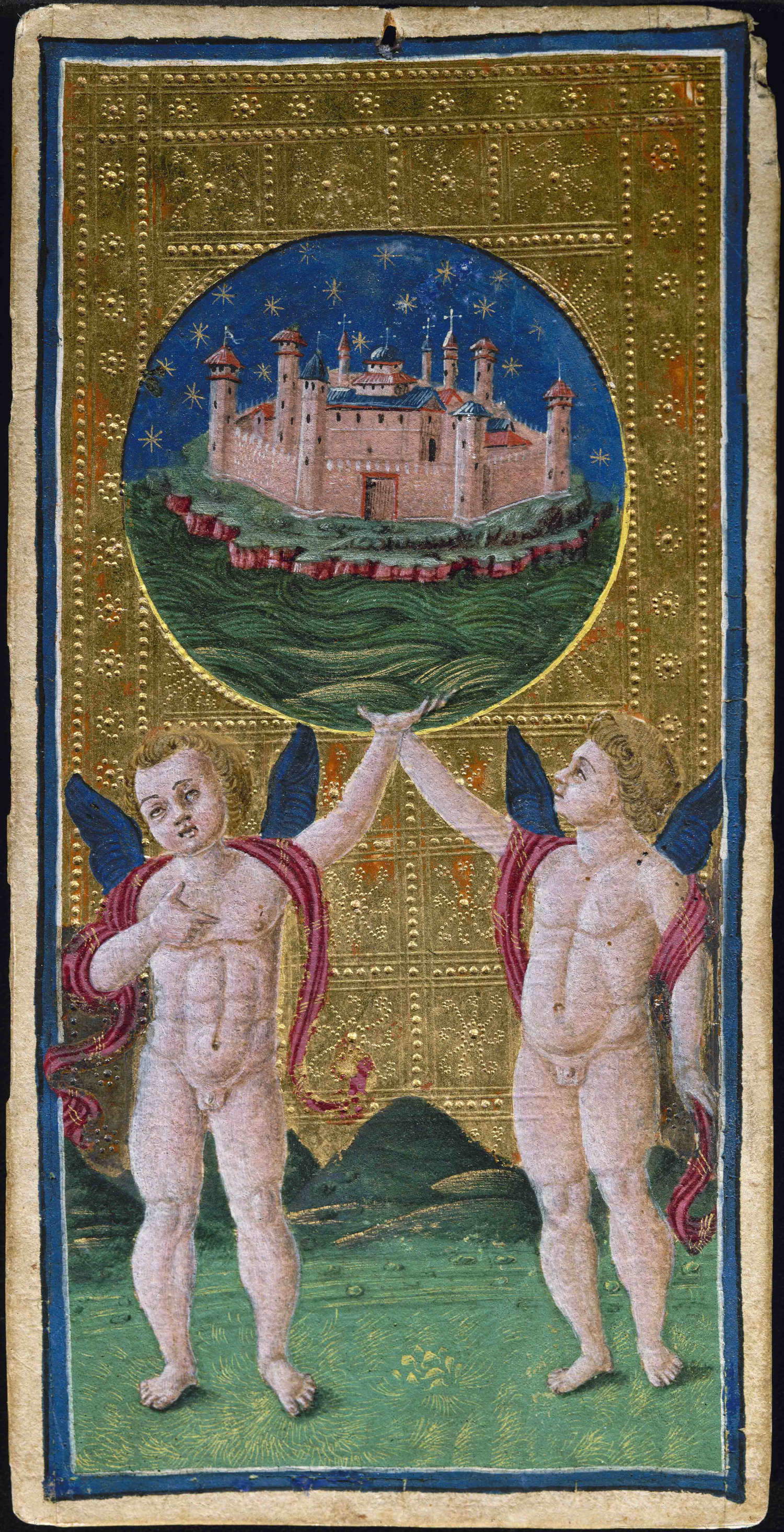 Antonio Cicognara, Le monde (1455-1460 ; tempera, argent et or sur papier, 176 x 87 mm ; Bergame, Accademia Carrara) Antonio Cicognara, Le monde (1455-1460 ; tempera, argent et or sur papier, 176 x 87 mm ; Bergame, Accademia Carrara)