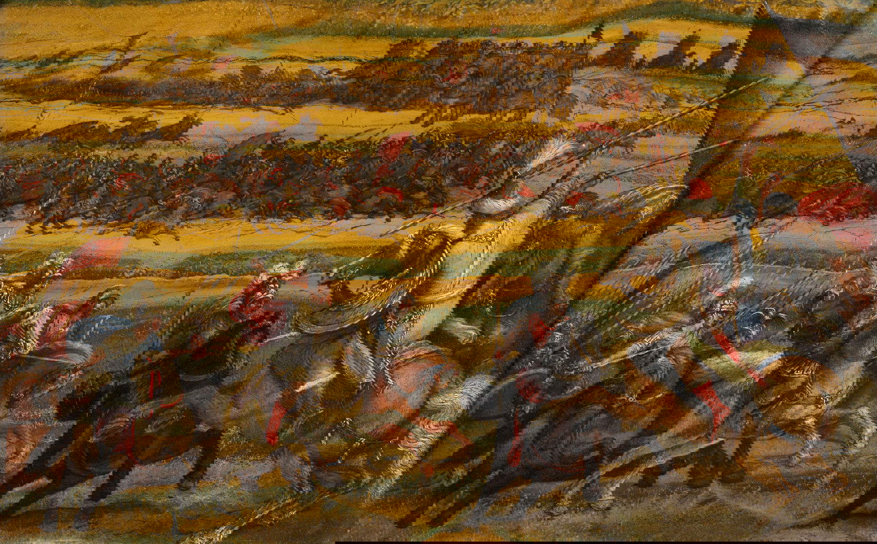 Antonio Tempesta, Scena di battaglia (1618 ca.; olio su diaspro listato giallo e verde di Giuliana su lavagna; Collezione privata)