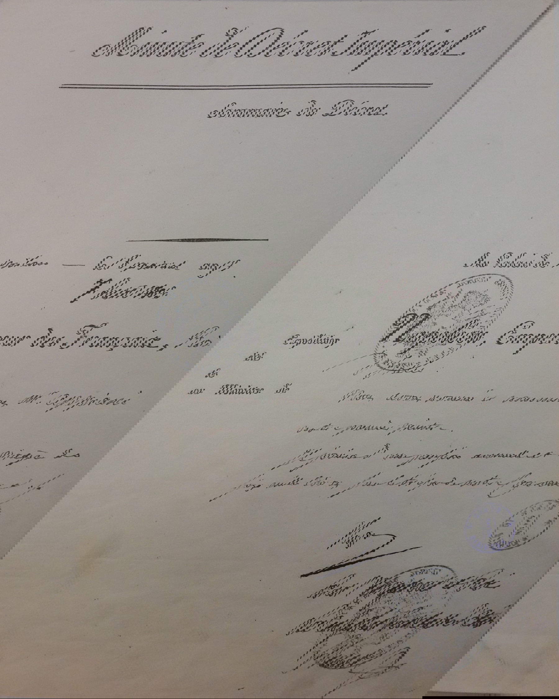 Minute of imperial decree for the appointment of Cav. Appiani as First Painter to the King. The document has an autograph signature by Napoleon. 8 primial an 13 [r&eacute;publicain] - [1805, June 7](ASMi, Autographs, b. 103, f. 1)
