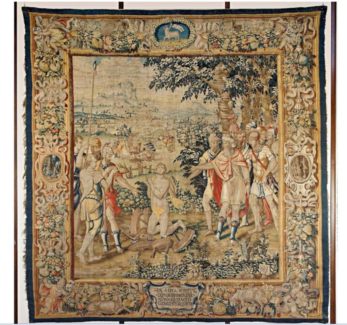 Johannes Karcher, Beheading of St. George (1552; tapestry, hemp, silk wool, and bib, 450 x 412 cm; Ferrara, Cathedral Museum)