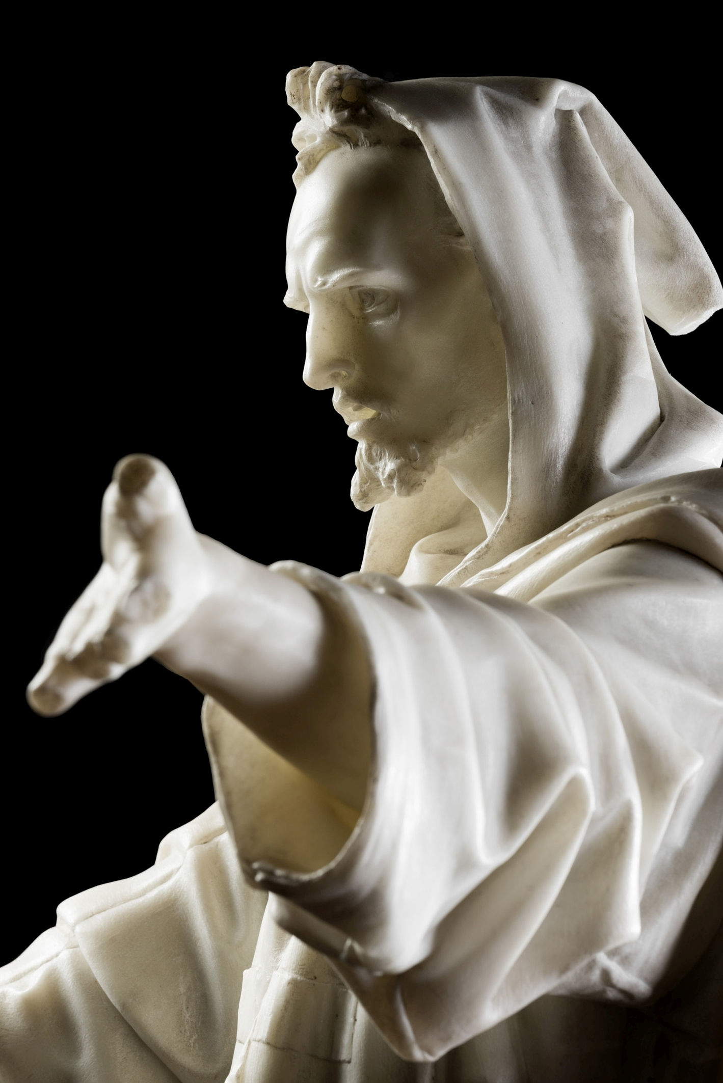 Odoardo Tabacchi, Arnaldo da Brescia (détail) (1866 ; marbre de Carrare ; Lonato del Garda, Fondazione Ugo Da Como, achat 2016)