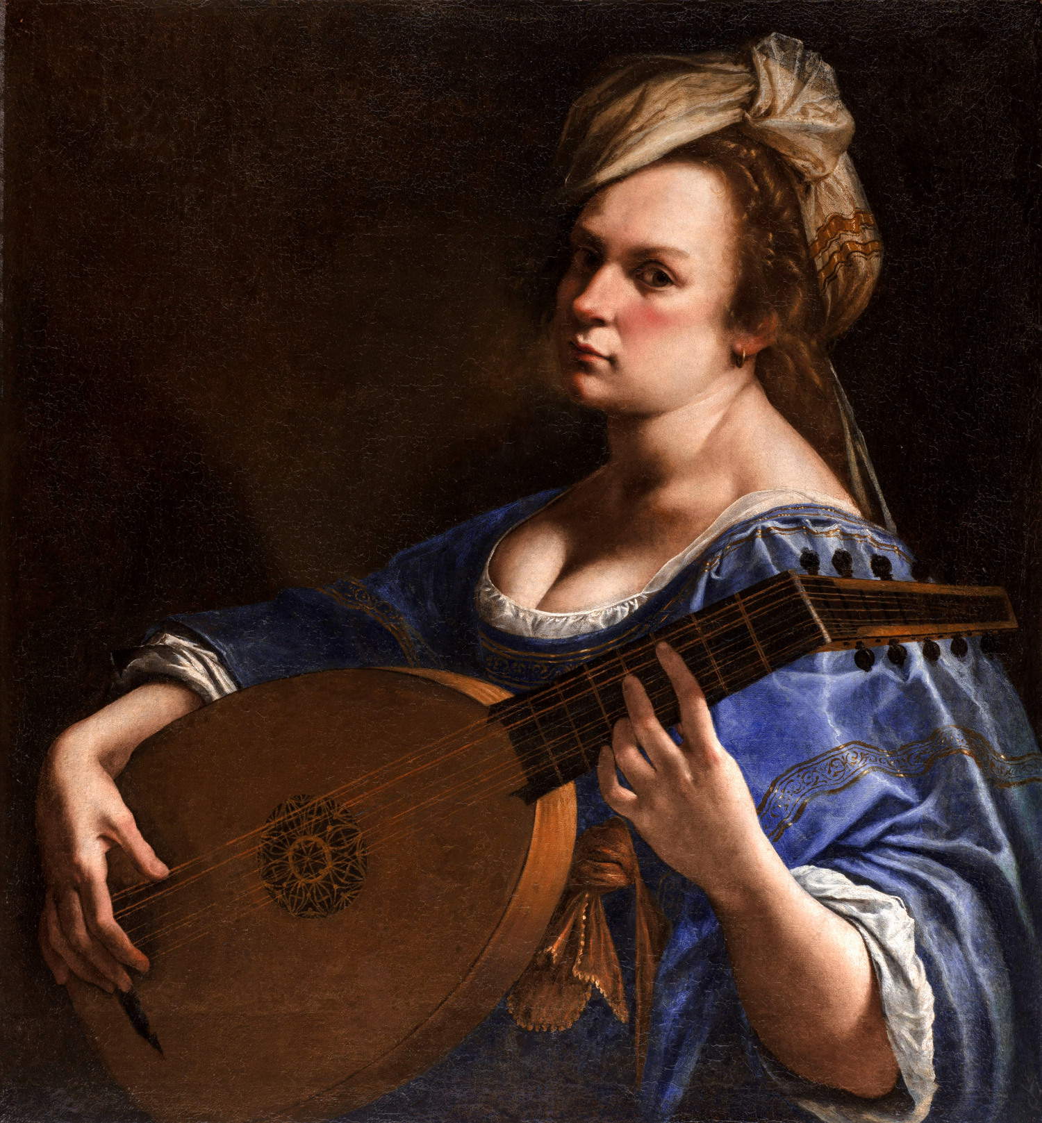 Artemisia Gentileschi, Autoportrait en joueur de luth (1615-1618 ; huile sur toile, 77,5 x 71x8 cm ; Hartford, Wadsworth Atheneum Museum of Art)