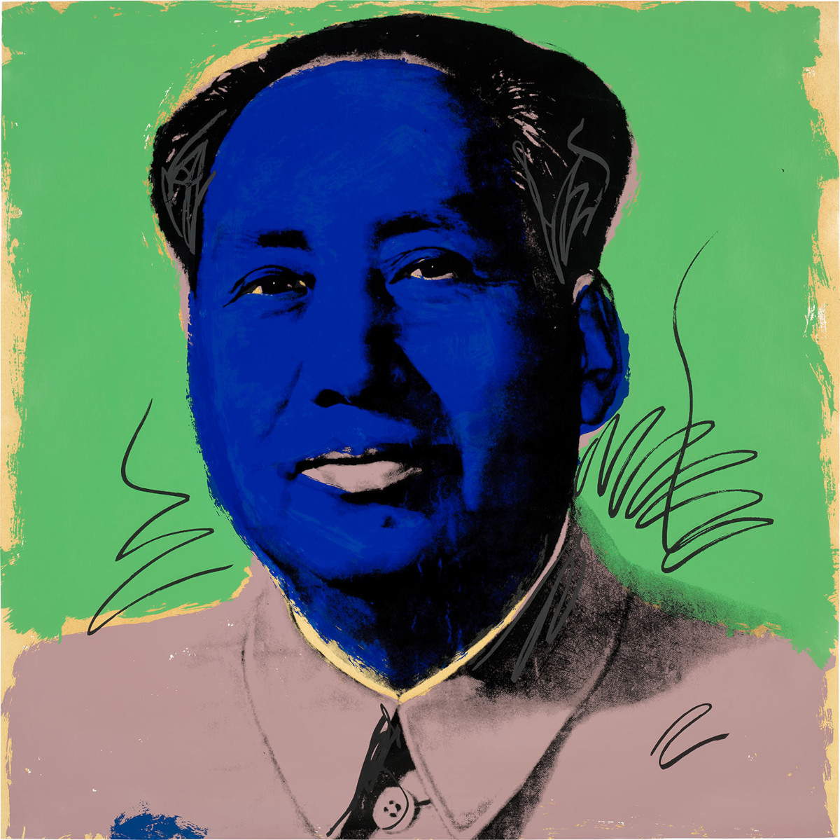 Andy Warhol, Mao (1972; serigrafia a colori, es. 82/250, 91,4 x 90,1 cm; Firmato al verso: Andy Warhol (con biro blu) Al verso il timbro Copyright Andy Warhol, Printed At Styria Studio Inc.; Roma, Collezione Lella e Fausto Bertinotti). Stima &euro; 20.000 - 30.000. Lotto venduto a 133.47 euro