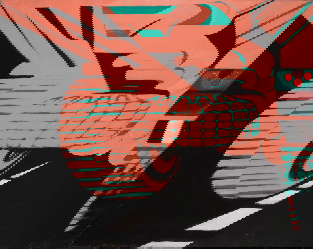 Titina Maselli, Camion (1976; olio su tela, 72,5 x 92 cm; Firmato e datato al verso: Titina Maselli, Camion, Roma 1976 Provenienza Roma, Galleria Netta Vespignani (etichetta e timbri al retro); Roma, Collezione Lella e Fausto Bertinotti) Stima &euro; 4.000 - 6.000. Lotto venduto a 11.490 euro