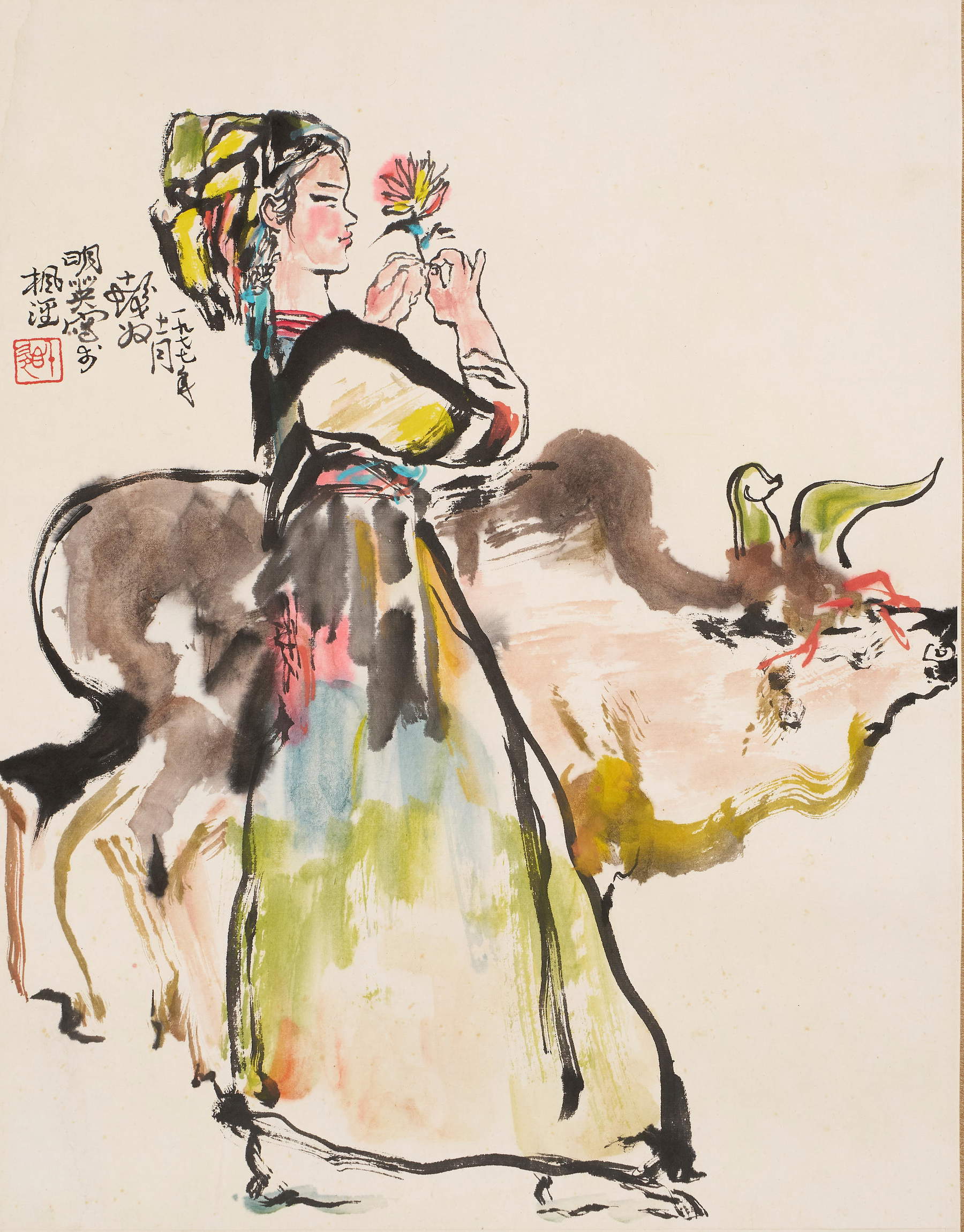 Cheng Shifa, Girl with Ox, in vendita da Bonhams