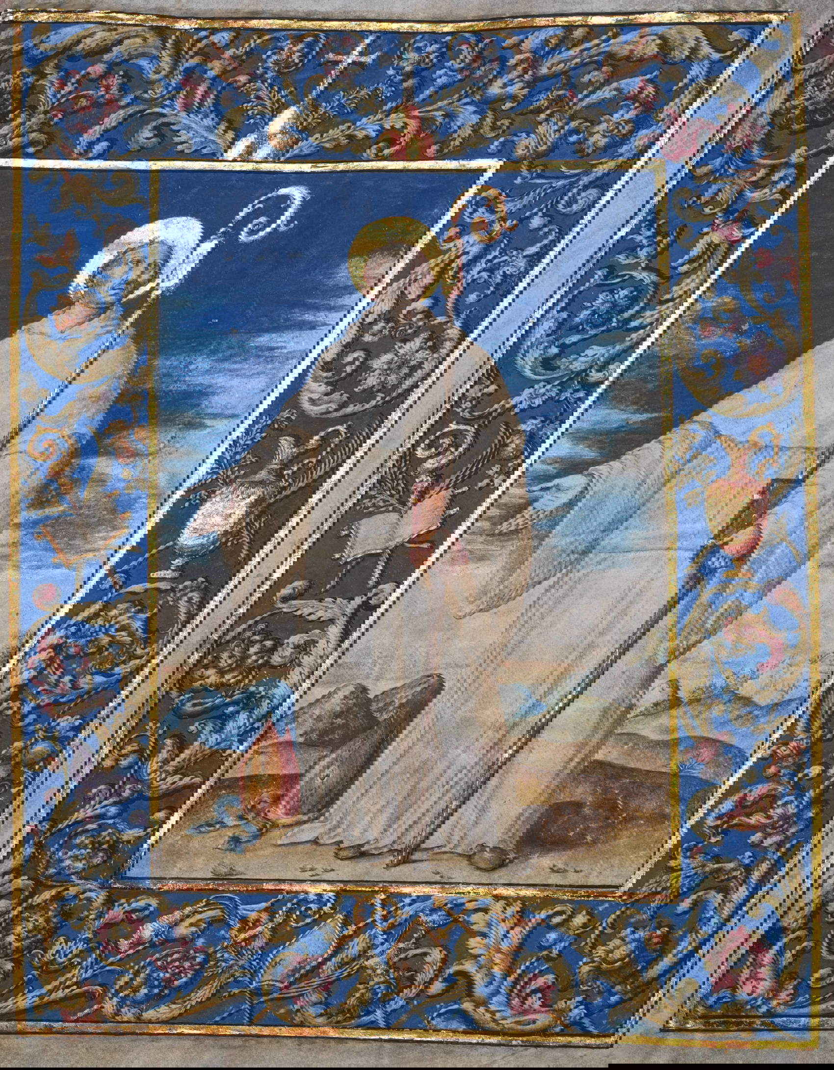 Bolognese miniaturist, Antiphonary with the parts of the Proper of the Mass of St. Benedict (Membranaceum, chorale 1572; Bologna, Museo Civico Medievale, ms. c. 19v)