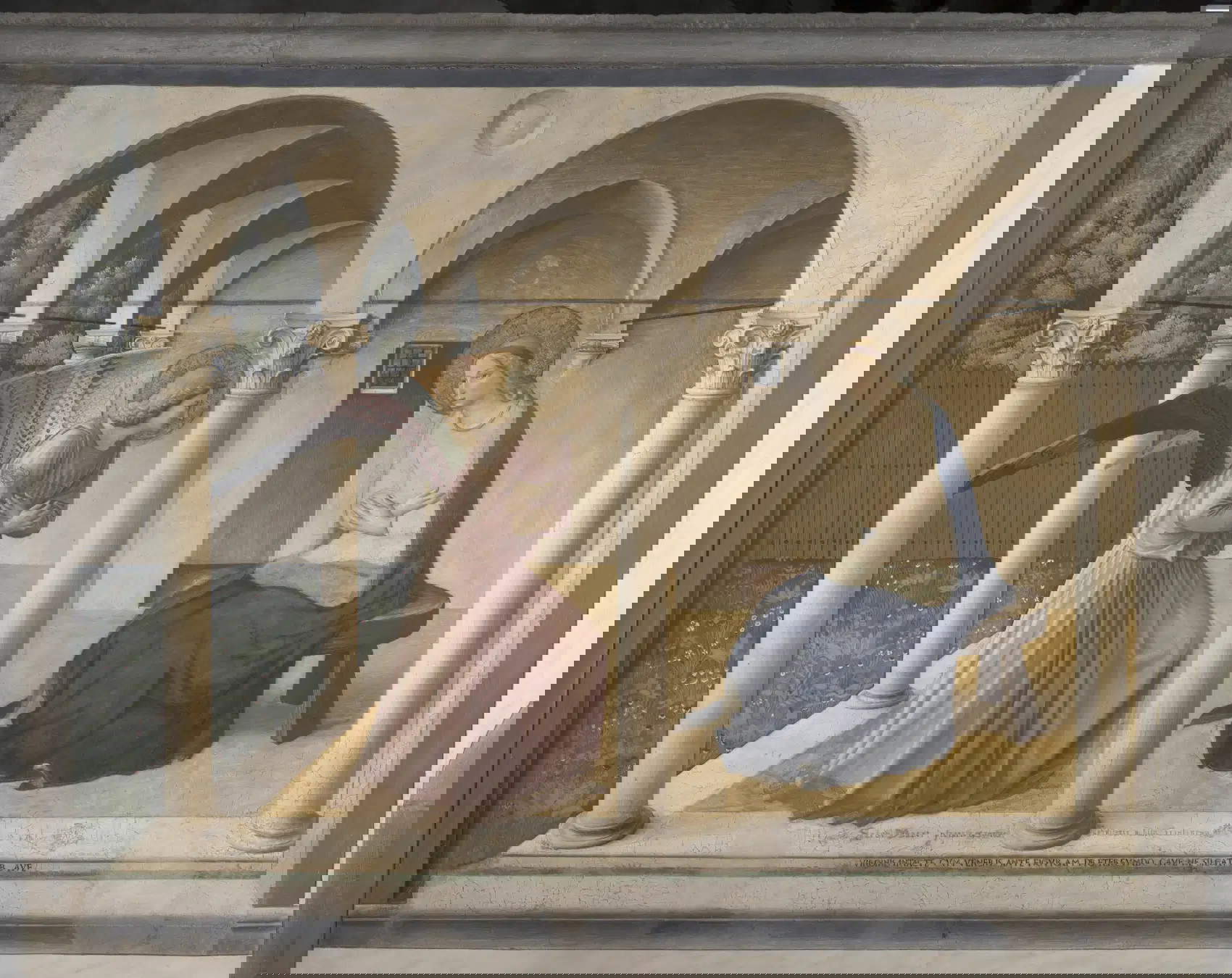 Beato Angelico, Verkündigung (um 1443; Fresko; Florenz, Museo di San Marco, Dormitorium, Nordkorridor). Foto: Mit Genehmigung des Kulturministeriums - Regionaldirektion Nationale Museen der Toskana - Museo di San Marco