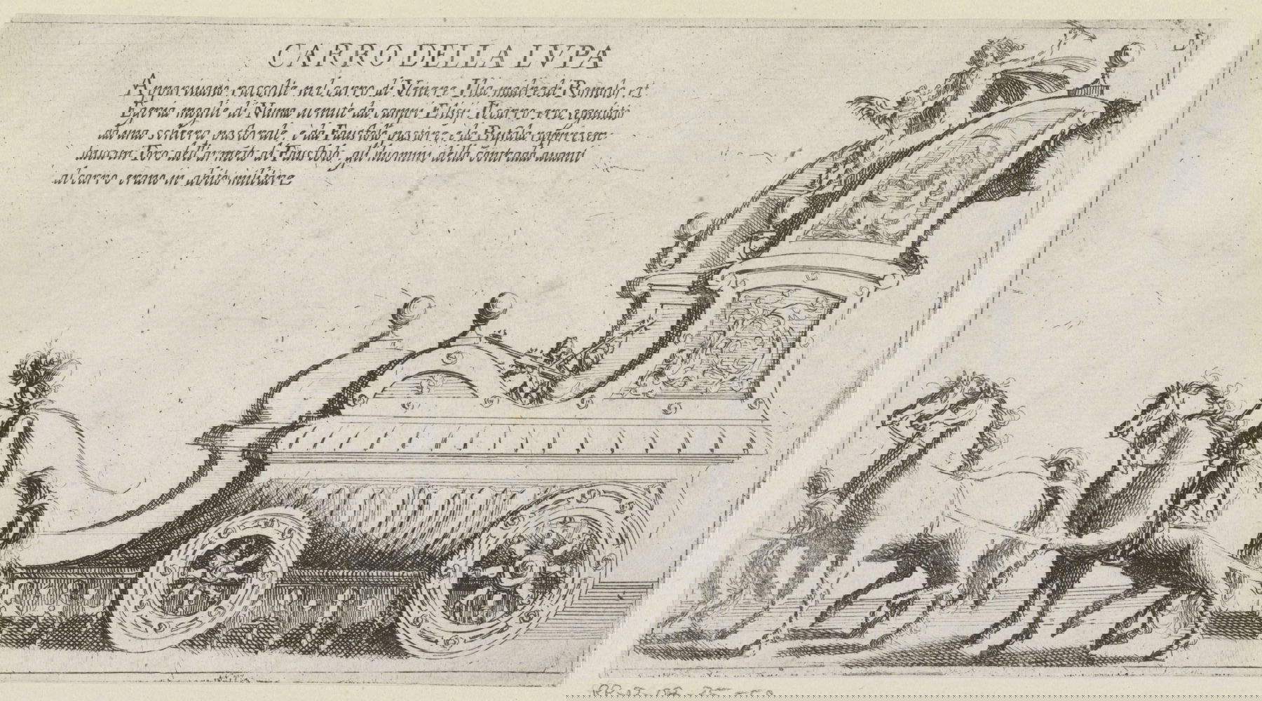 Bernardino Capitelli, Carro trionfale del quartiere senese della Lupa (1632 &ndash; 1640; incisione, 11,8 x 21,7 cm; Amsterdam, Rijksmuseum) &copy;Rijksmuseum.
