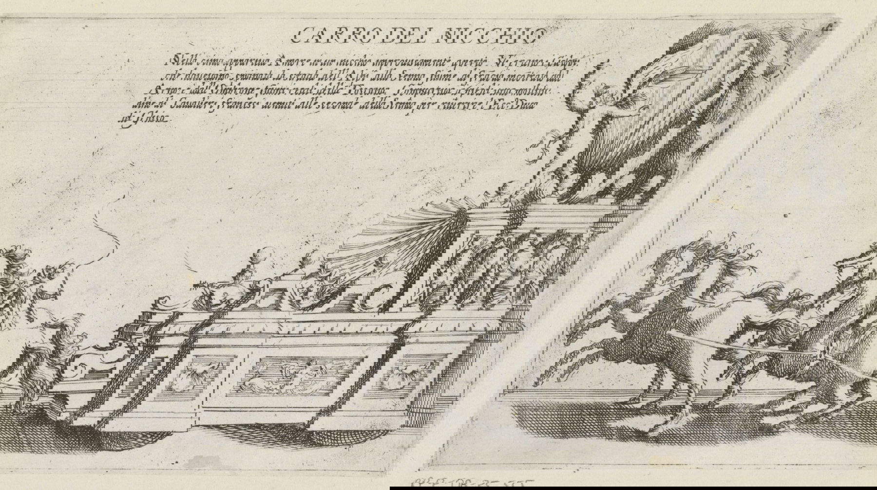 Bernardino Capitelli, Carro trionfale del quartiere senese del Nicchio (1632 &ndash; 1640; incisione, 11,8 x 21,8 cm; Amsterdam, Rijksmuseum) &copy;Rijksmuseum