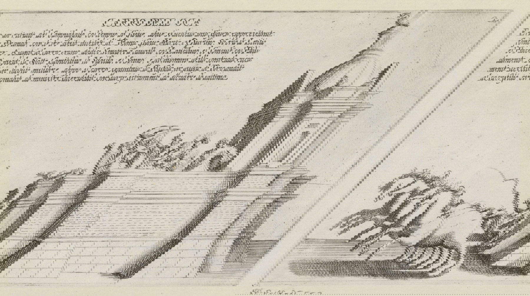 Bernardino Capitelli, Carro trionfale del quartiere senese dell&rsquo;Oca (1632 &ndash; 1640; incisione, 11,8 x 21,7 cm; Amsterdam, Rijksmuseum) &copy;Rijksmuseum