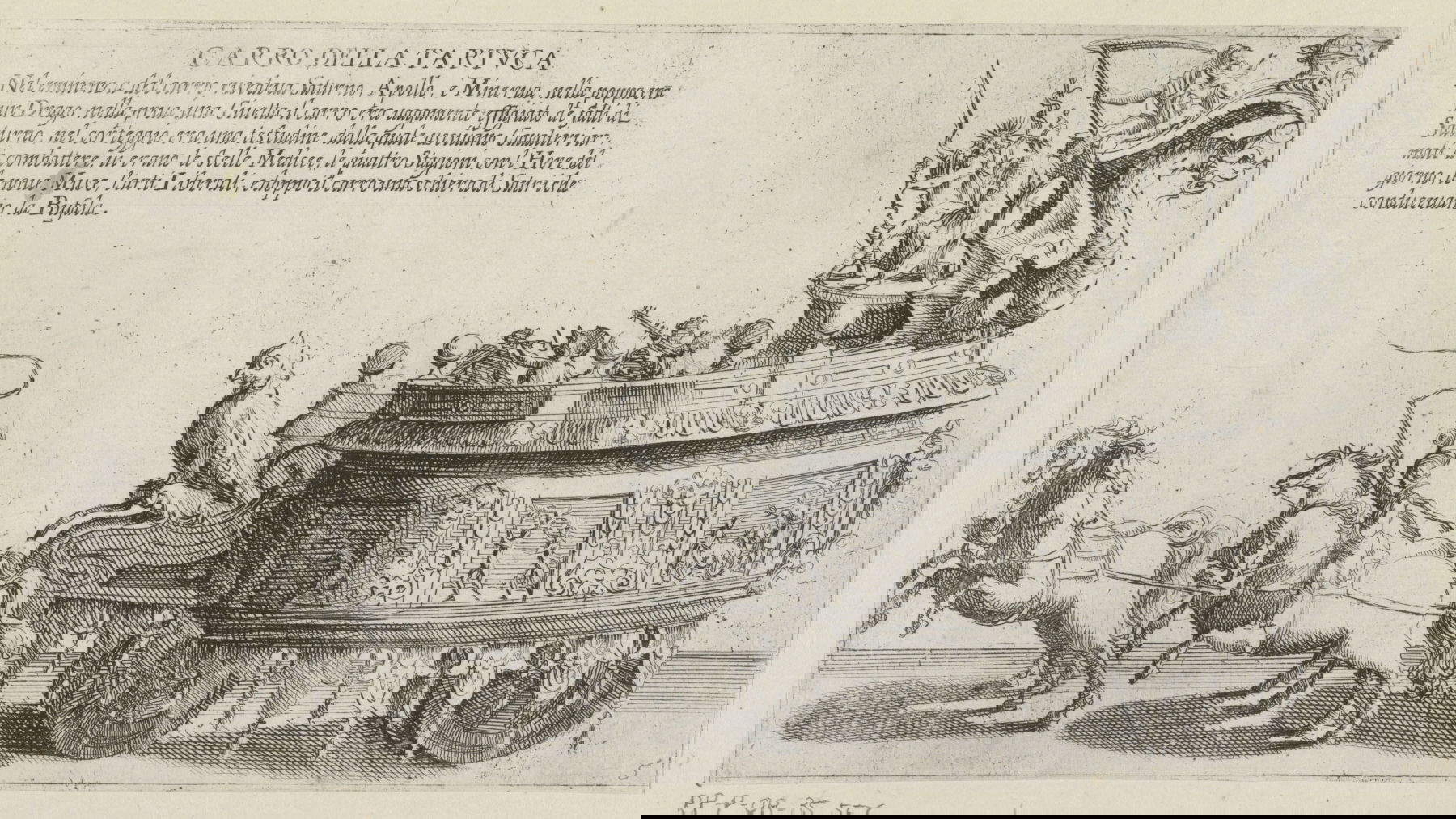 Bernardino Capitelli, Carro trionfale del quartiere senese della Tartuca (1632 &ndash; 1640; incisione, 11,8 x 21,6 cm; Amsterdam, Rijksmuseum) &copy;Rijksmuseum