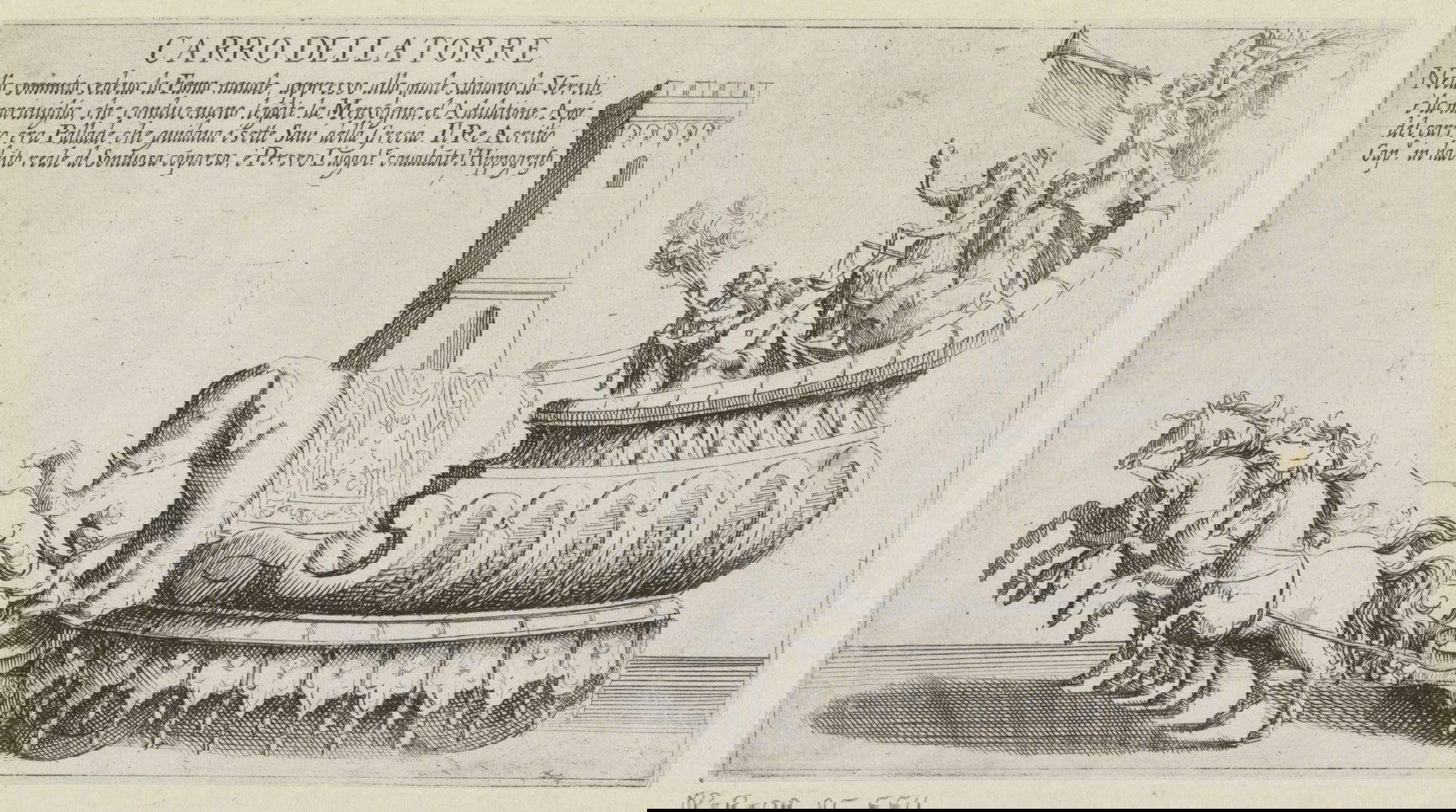 Bernardino Capitelli, Carro trionfale del quartiere senese della Torre (1632 &ndash; 1640; incisione, 11,8 x 21,7 cm; Amsterdam, Rijksmuseum) &copy;Rijksmuseum