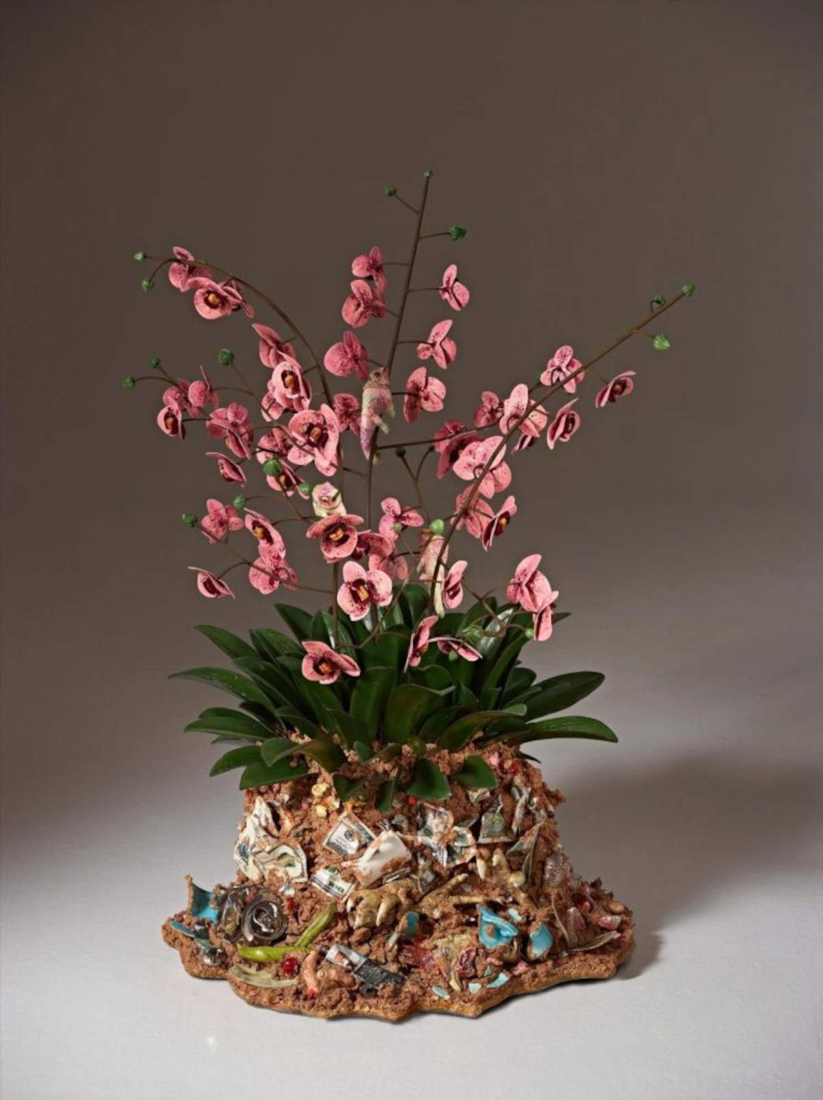 Bertozzi &amp; Casoni, Disgrazia with pink orchid (2012; polychrome ceramic)