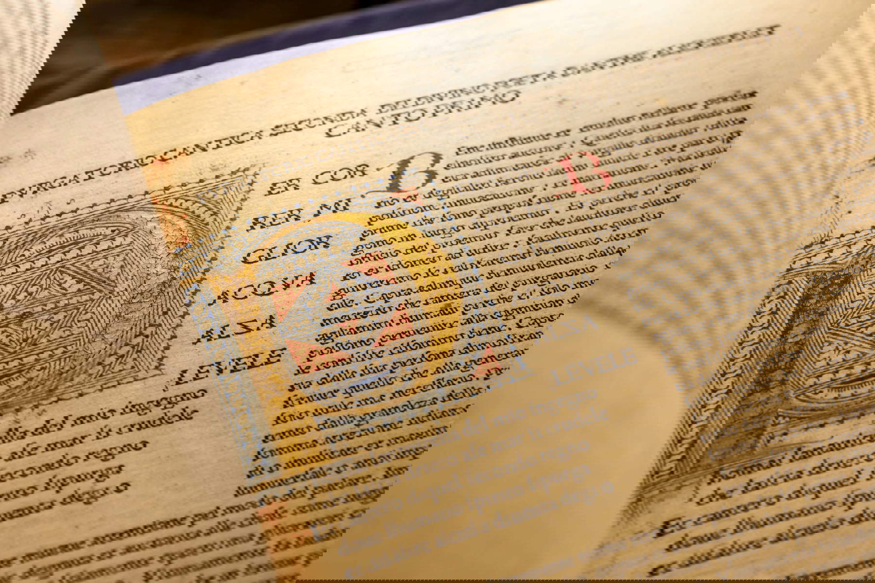 Dante Alighieri, La Commedia, commento di Cristoforo Landino, aggiunta di Marsilio Ficino, Ad Dantem gratulatio, Firenze: Nicolaus Laurentii Alamanus, 30 agosto 1481