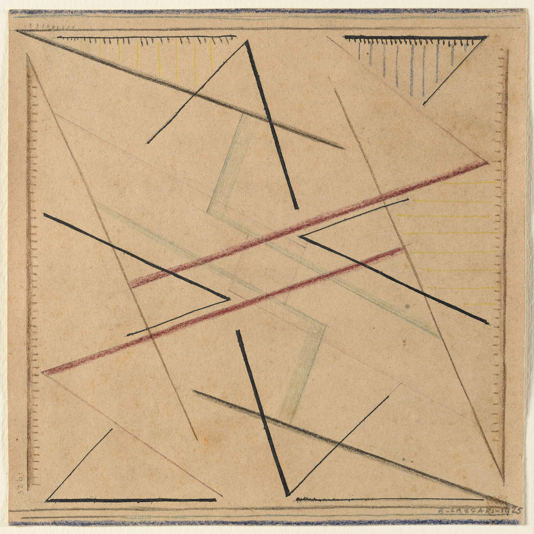 Bice Lazzari, Astrazione di una linea n.2 (1925; matita e pastello colorato su carta, 17x17 cm)