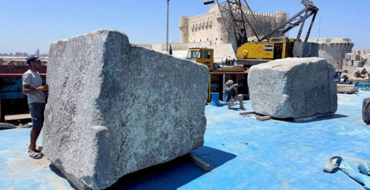 Egypt, blocks of the Lighthouse of Alexandria, one of the Seven Wonders, resurface after 2,300 years