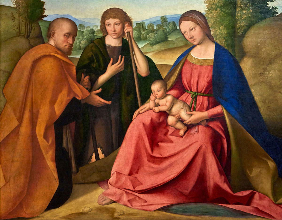Boccaccio Boccaccino, Adoración de los pastores (1501; óleo sobre tabla; Módena, Galleria Estense)