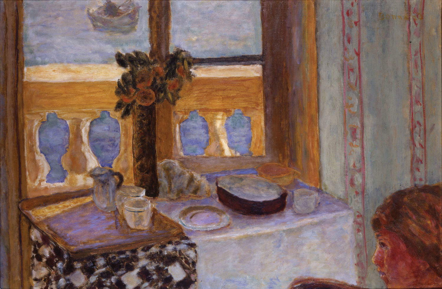 Pierre Bonnard, Intérieur avec balcon (1919 ; huile sur toile, 52 x 77 cm ; Le Havre, Musée d'Art Moderne André Malraux. Collection Olivier Senn, donation Hélène Senn-Foulds, 2004) © MuMa Le Havre / Florian Kleinefenn