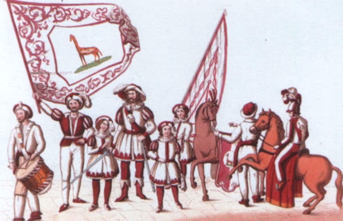 Museo dell&rsquo;Imperiale contrada della Giraffa &ndash; Bozzetto sui costumi e monture della Giraffa. Foto: &copy; Fondazione musei senesi