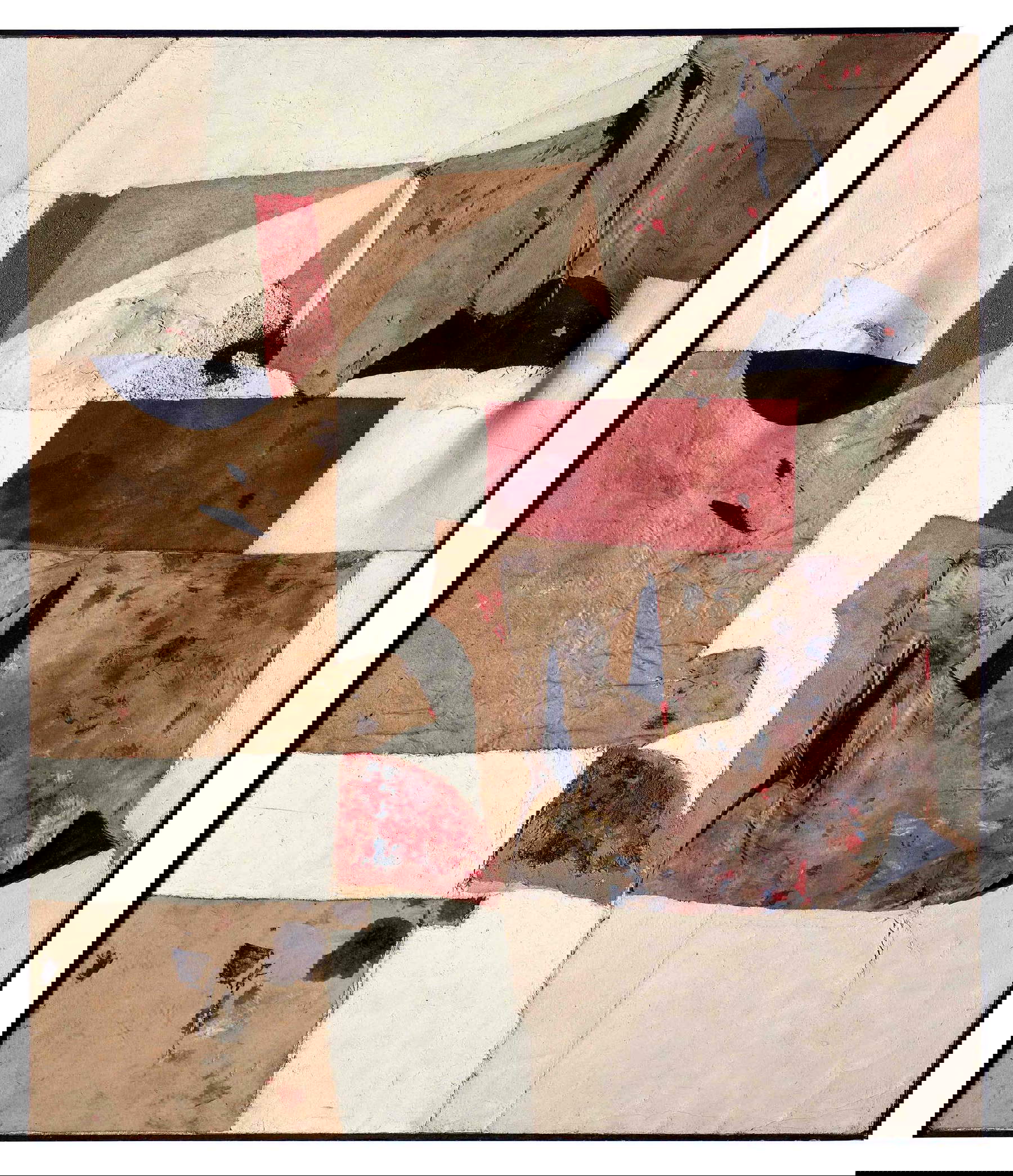 Alberto Burri, Gobbo Bianco (1953; stoffa, olio, segatura, pietra pomice su tela estroflessa, 100,7 x 87 cm;  Fondazione Palazzo Albizzini Collezione Burri). Foto: A. Sarteanesi, Citt&agrave; di Castello  &copy; Fondazione Palazzo Albizzini Collezione Burri, Citt&agrave; di Castello; 2025, ProLitteris, Z&uuml;rich