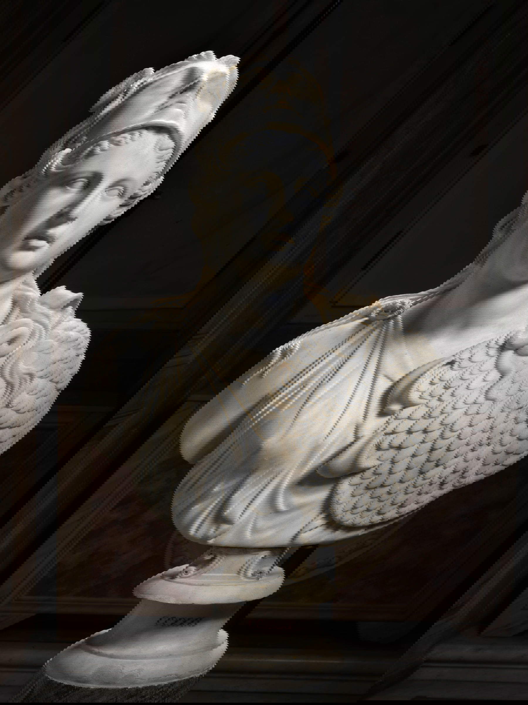 Ambito romano, Busto di Minerva (Prima met&agrave; del XVII secolo; marmo, 82 cm; Roma Galleria Borghese, Roma