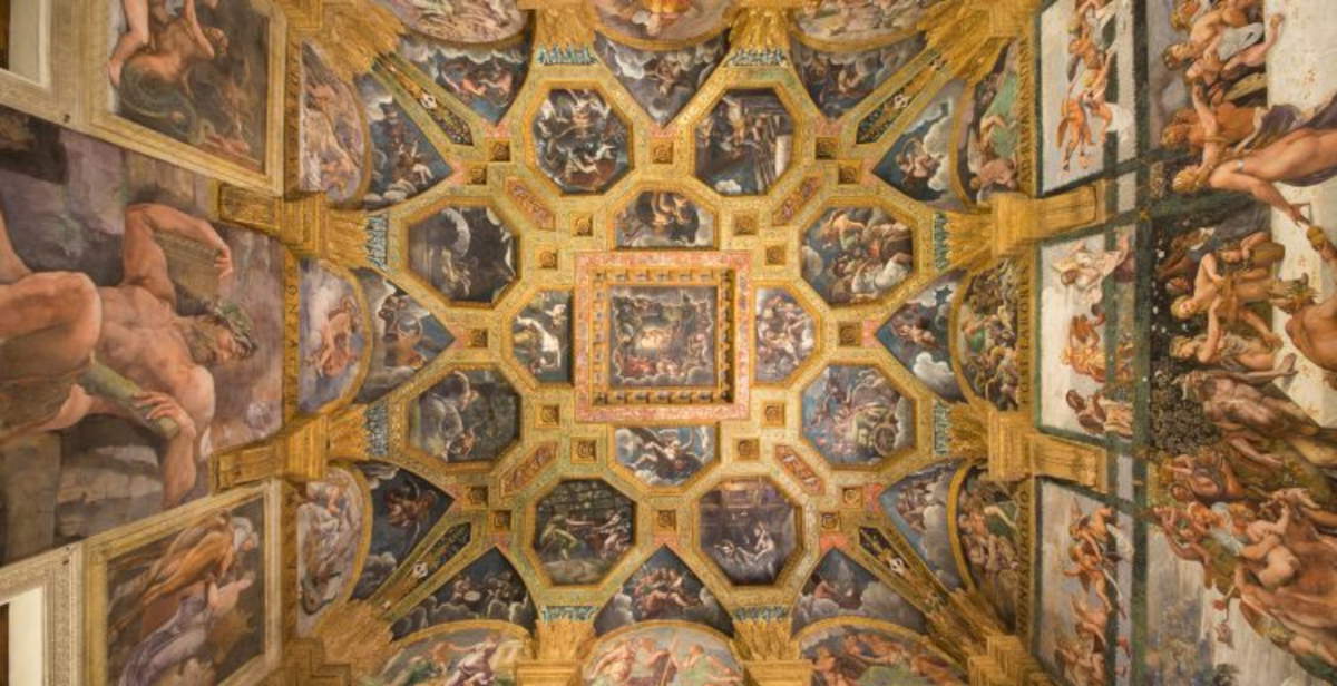 Mantoue, début des travaux de restauration du plafond de la Chambre de Cupidon et Psyché au Palazzo Te