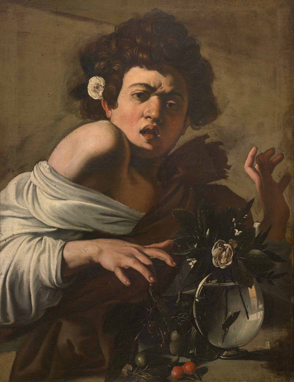 Michelangelo Merisi detto Caravaggio, Ragazzo morso da un ramarro (1597 circa; olio su tela; Firenze, Fondazione Roberto Longhi) Michelangelo Merisi detto Caravaggio, Ragazzo morso da un ramarro (1597 circa; olio su tela; Firenze, Fondazione Roberto Longhi)