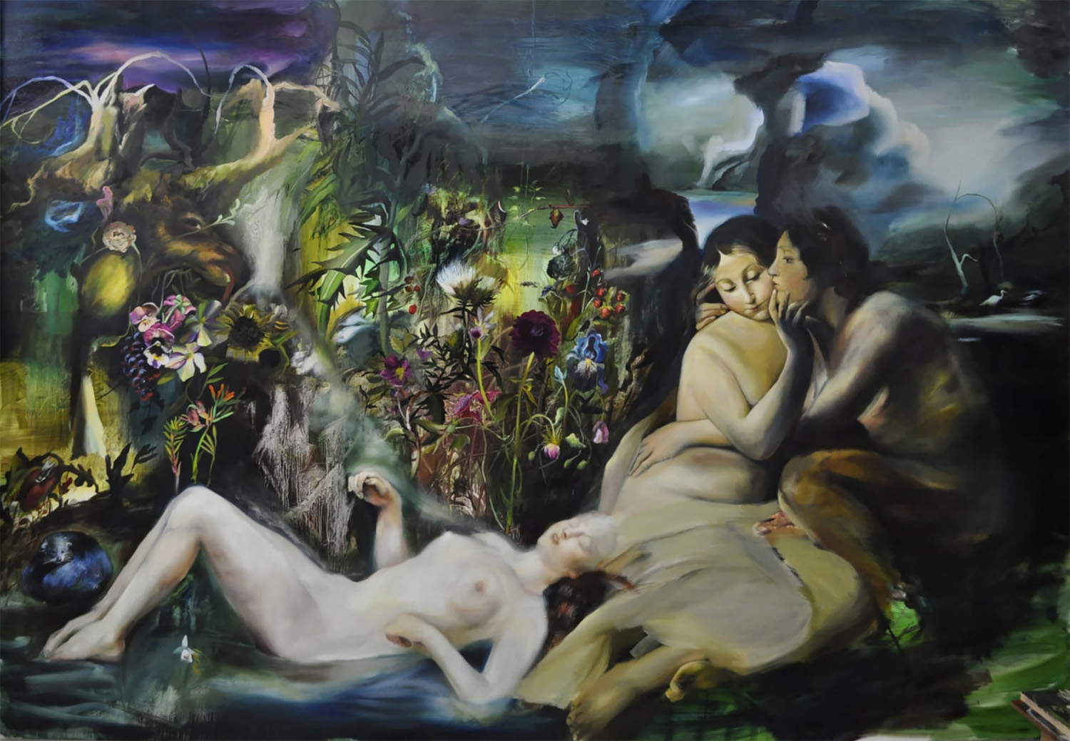 Chiara Calore, Cupid and Psyche (2025; oil on canvas, 200 x 300 cm)