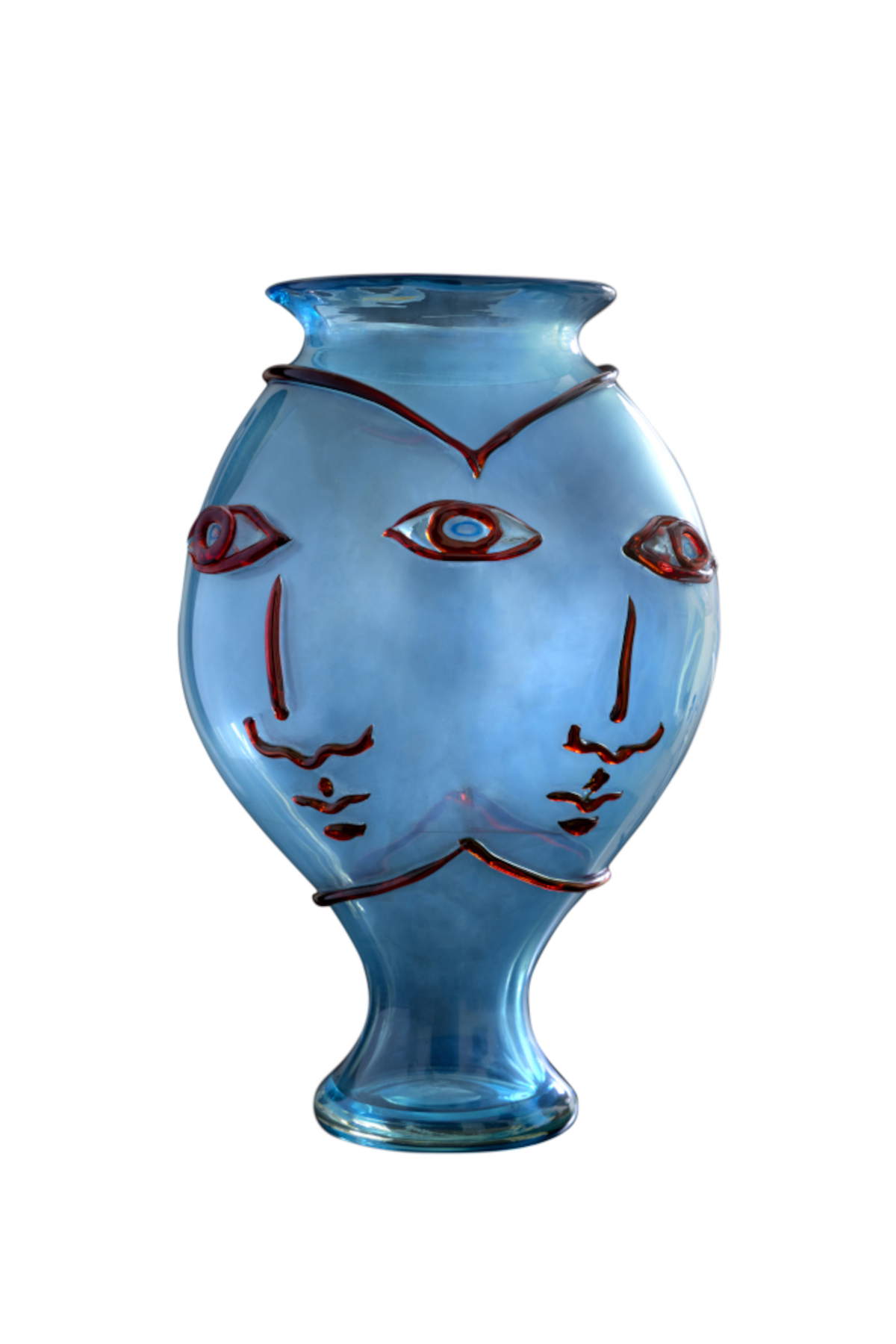 Jean Cocteau, Tre occhi (1956; vetro trasparente azzurro soffiato a mano; Piacenza, ED Gallery)