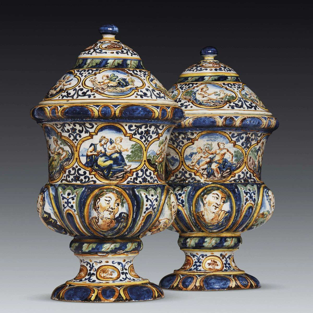 Pair of Savona majolica tiles (18th century). Presented by Capozzi Antiquities Pair of Savona majolica tiles (18th century). Presented by Capozzi Antiquities