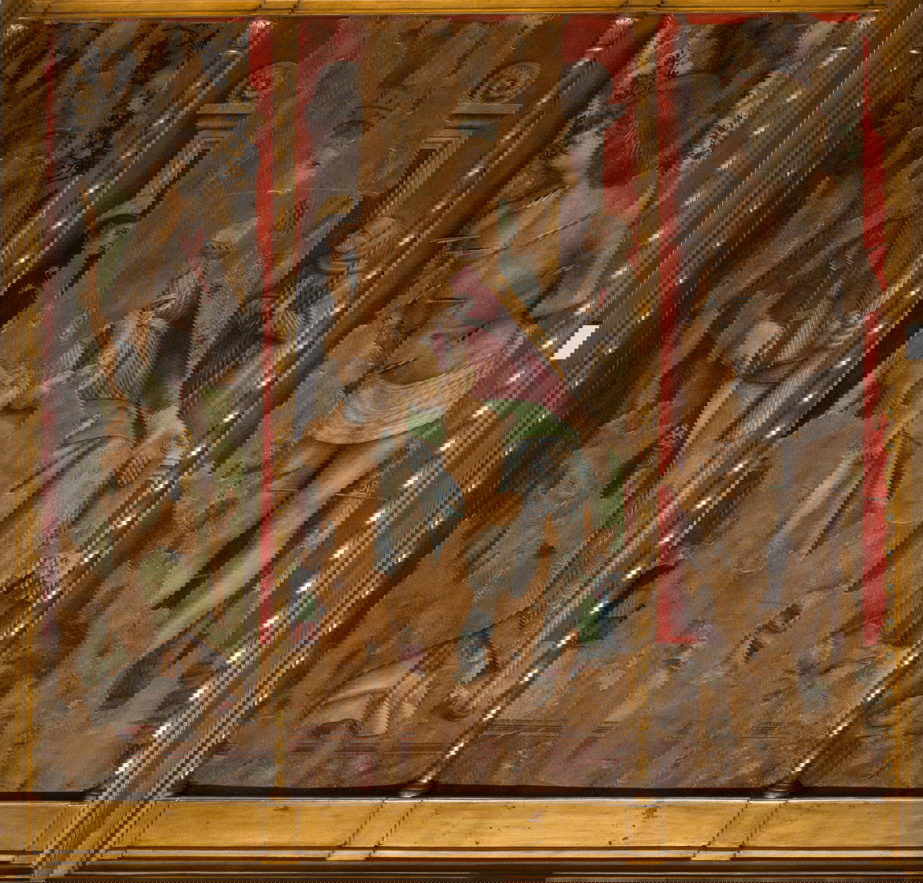 The work First triptych of Valle Castellana by Carlo Crivelli before restoration