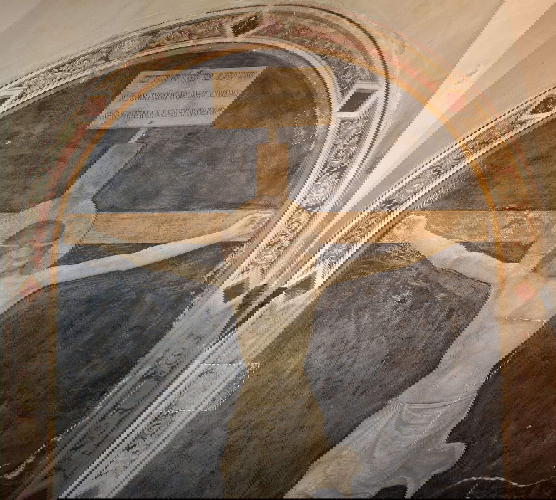 Particolare dell'opera durante il restauro