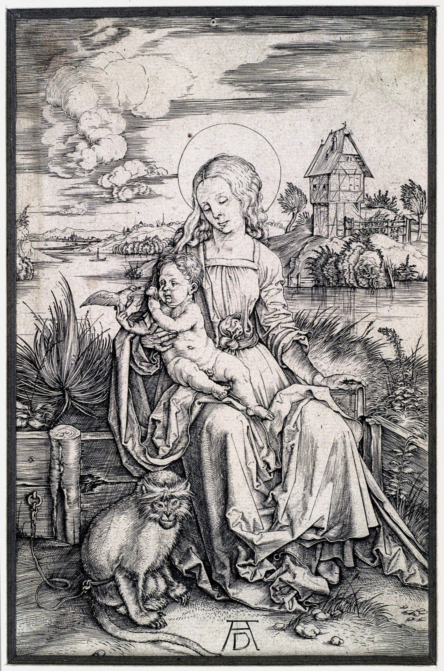 Albrecht D&uuml;rer, Madonna of the Monkey (1498; burin, 191 x 123 mm; The Art.Co). @The Art.Co