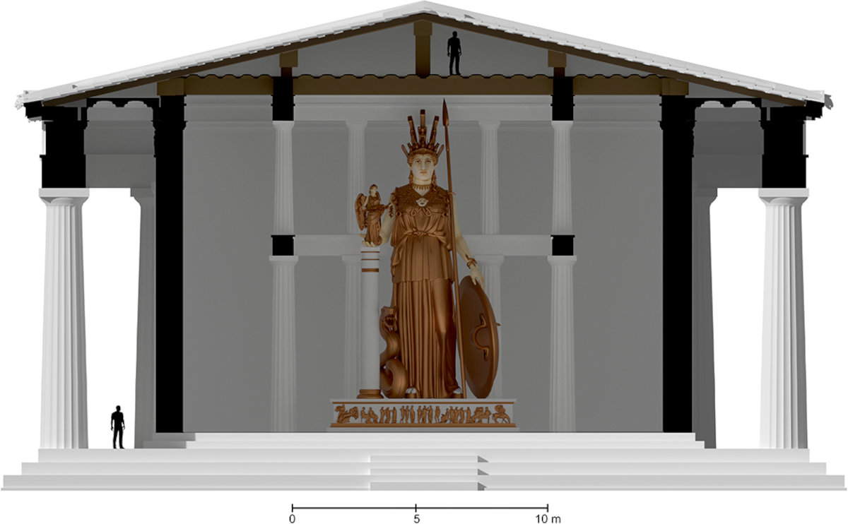 Elevazione della sezione trasversale del Partenone. Rendering: Juan de Lara.