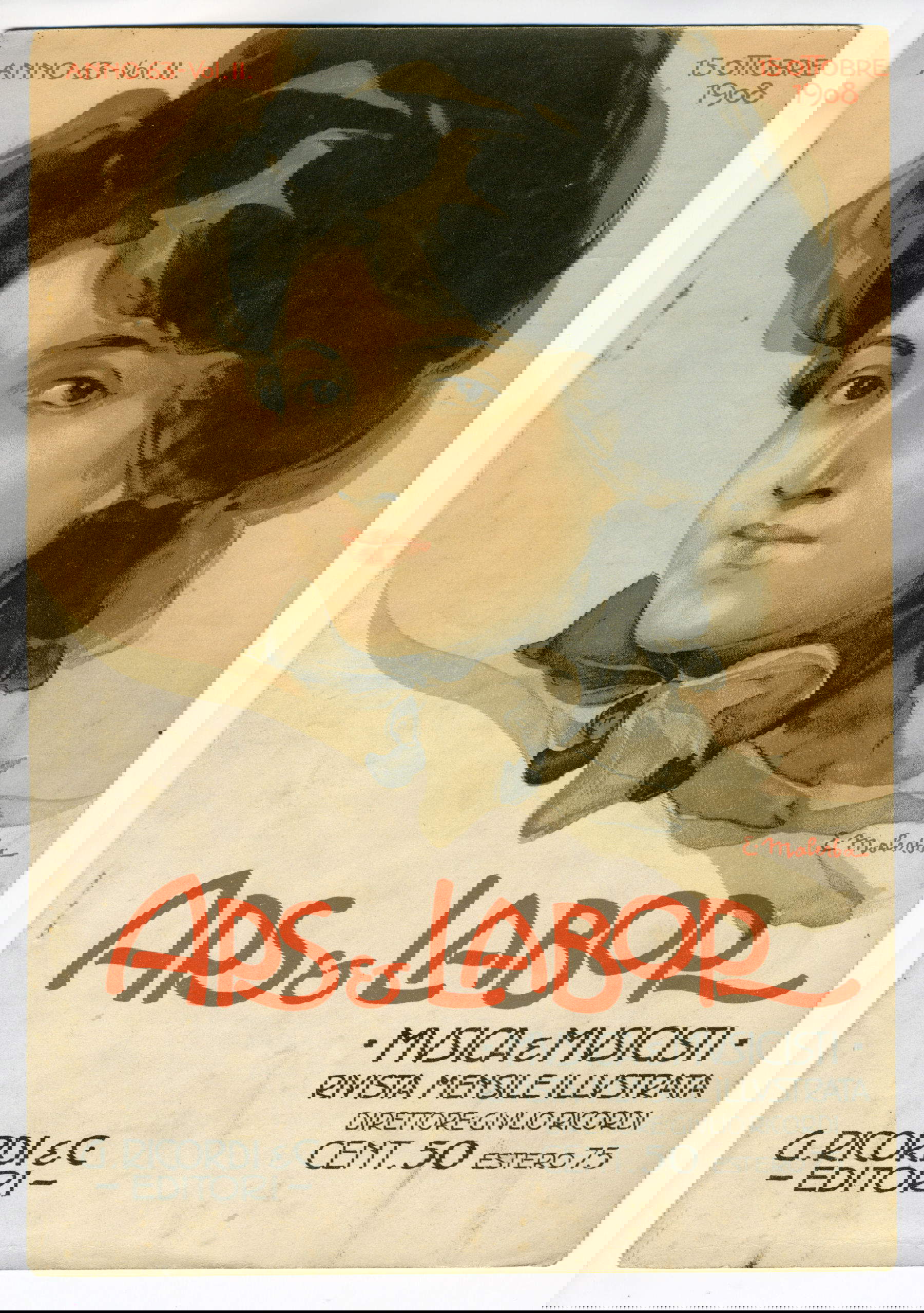 Emilio Malerba, Ars &amp; Labor (1908; cromolitografia su carta, 24 &times; 16,8 cm; Treviso, Direzione regionale Musei nazionali Veneto, Museo nazionale Collezione Salce)