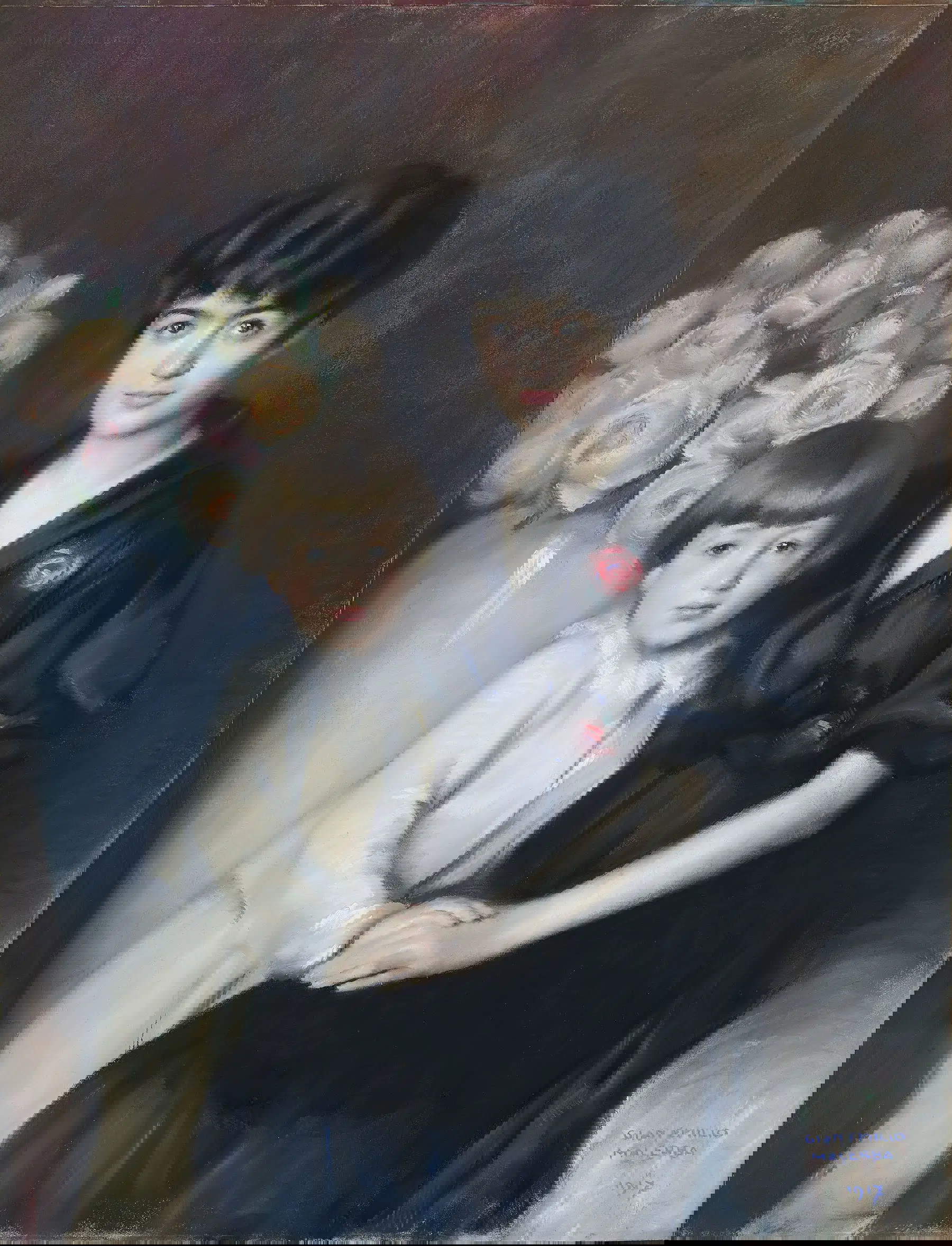 Emilio Malerba, Alessandra Macchi Menni mit ihrem Sohn Piercarlo (1917; Öl auf Leinwand, 113 &times; 90 cm; Privatsammlung) Foto: Luca Carr&agrave;