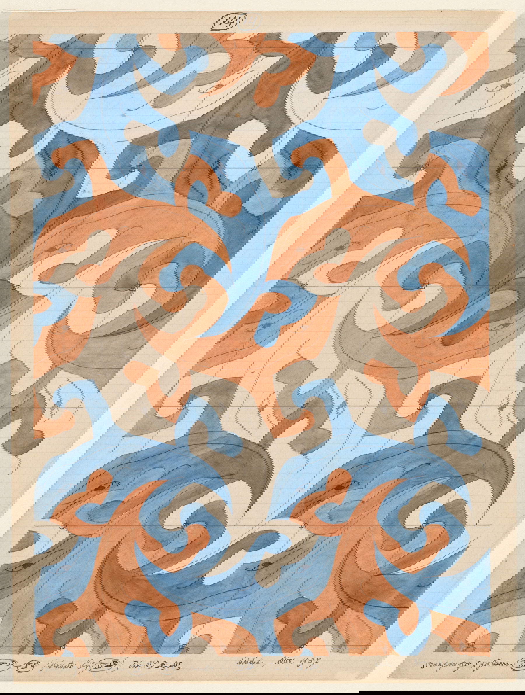 M.C. Escher, Divisione regolare del piano con lucertole n. 14 (1937; acquerello e matita su carta, 35,9 x 27 cm; L&rsquo;Aia, Kunstmuseum Den Haag) All M.C. Escher works &copy; 2025 The M.C. Escher Company. Tutti i diritti riservati