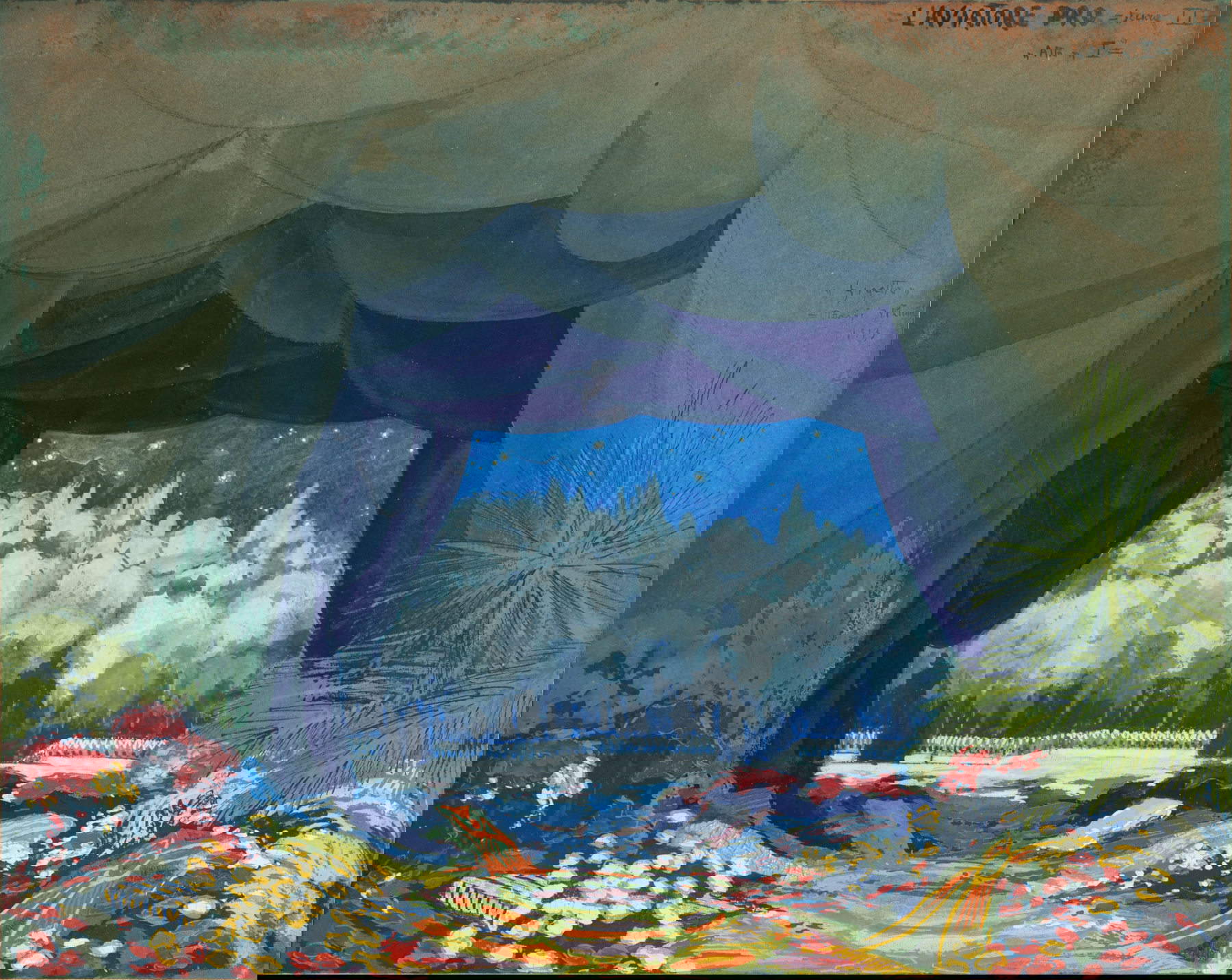 Esodo Pratelli, Esquisse pour l'aviateur Dro (1913 ; aquarelle et tempera sur carton, 29x34 cm ; Collection privée)